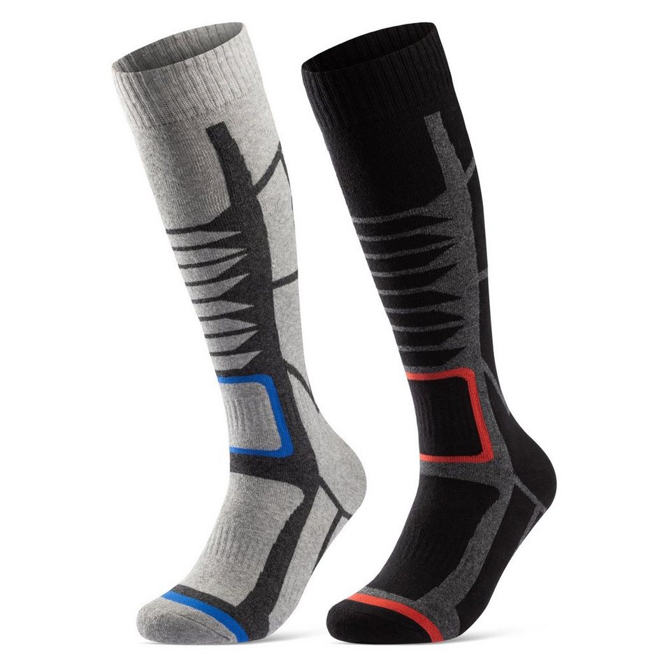 sockenkauf24 Skisocken 2 Paar Ski Strümpfe Herren & Damen Ski Socken lang  Atmungsaktiv