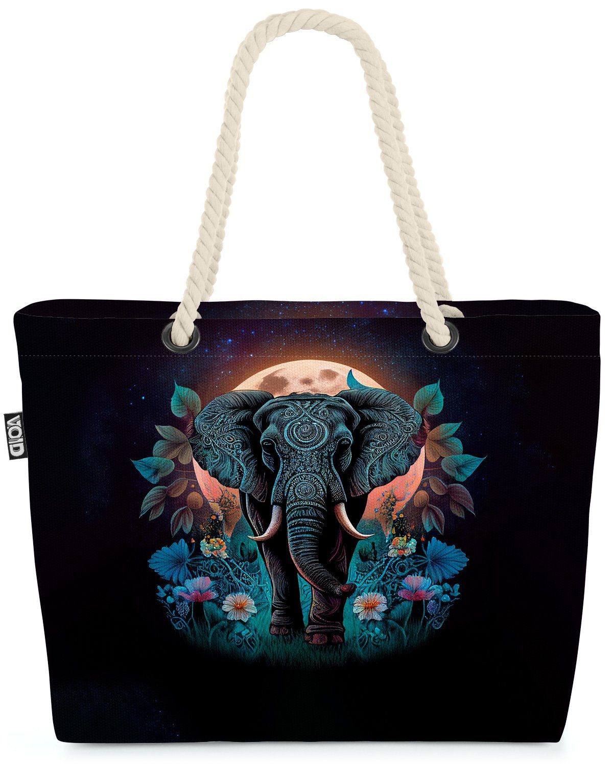 VOID Strandtasche (1-tlg), Boho Elefant Asien Indien Mandala elefant wild tribal verziert Hin-du