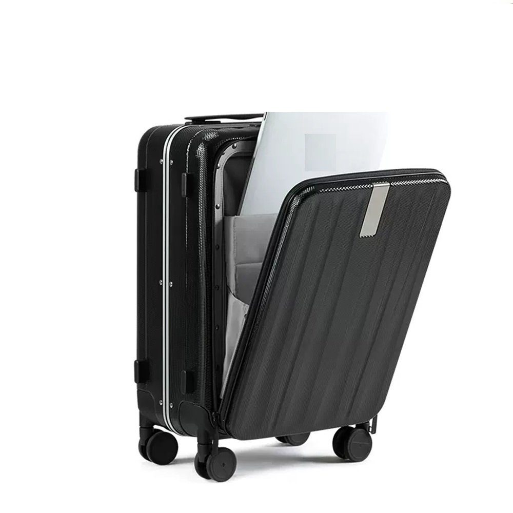 Hanke Hartschalen-Trolley Handgepäckkoffer Polycarbonat, schwarz TSA Premium mit Laptopfach