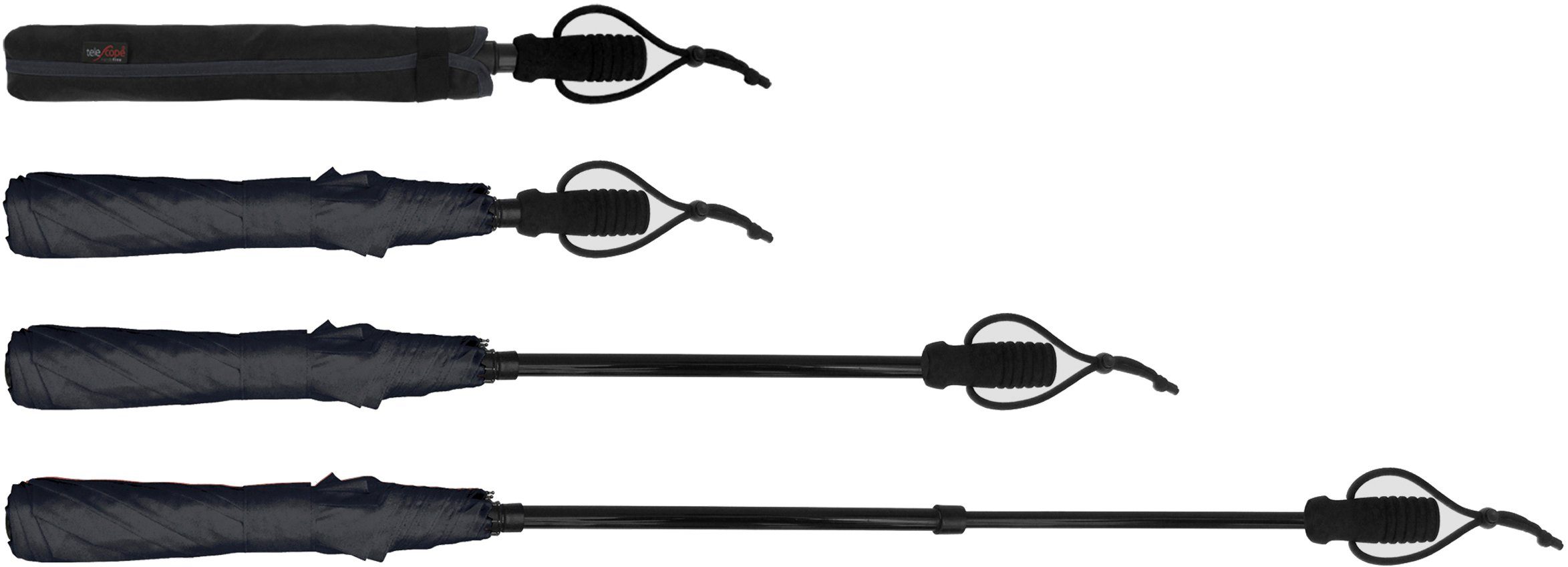 EuroSCHIRM® Taschenregenschirm teleScope handsfree, schwarz, zweifach günstig online kaufen