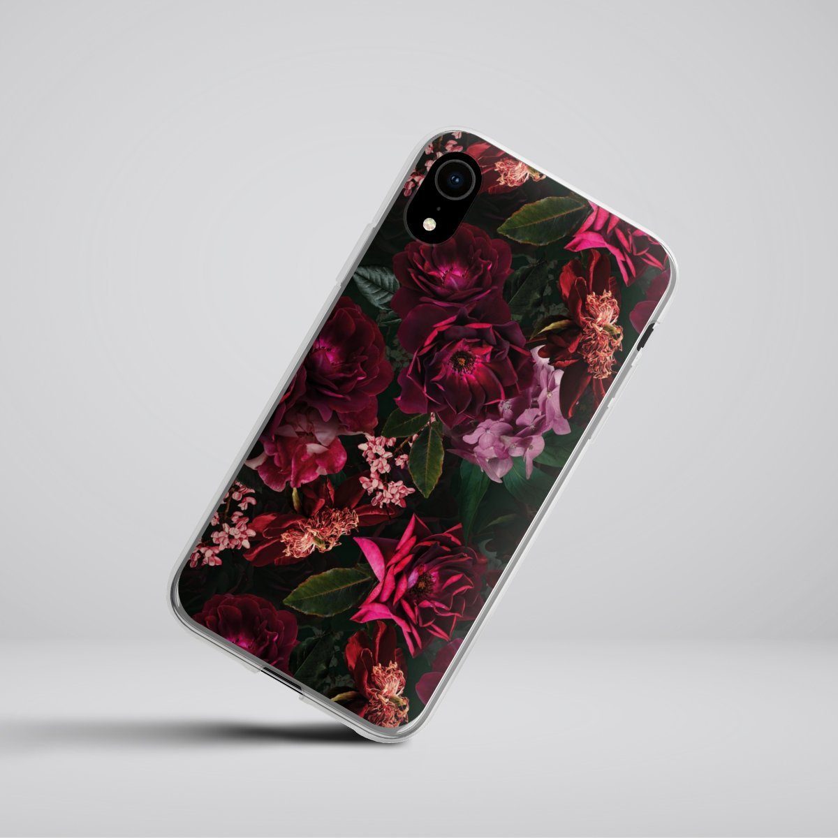 DeinDesign Handyhülle Rose Blumen Blüte Dark Red and Pink Flowers, Apple iPhone Xr Silikon Hülle Bumper Case Handy Schutzhülle