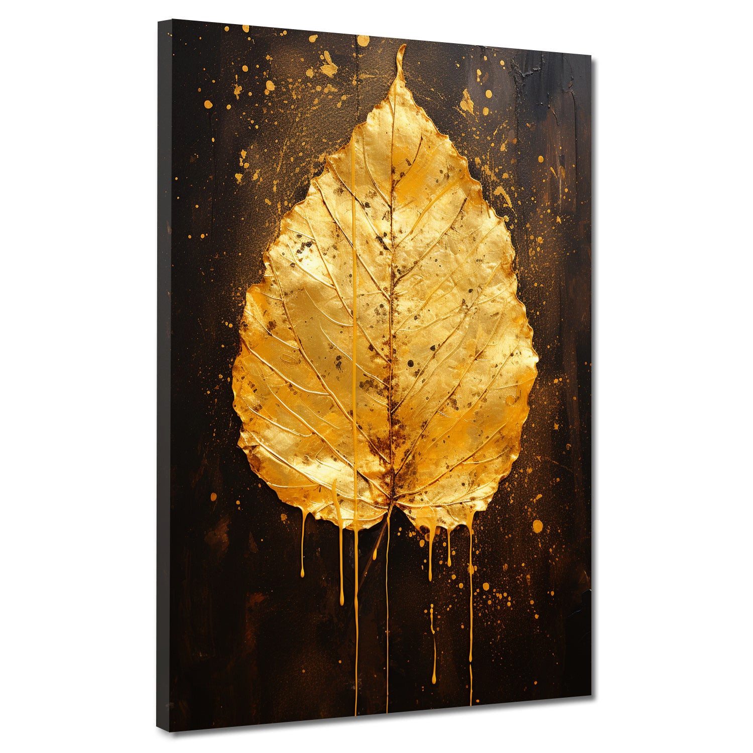 Artedinoi Leinwandbild Goldenes Blatt abstrakt edel Leinwandbild Wandbild XXL, Goldenes Blatt, abstrakt