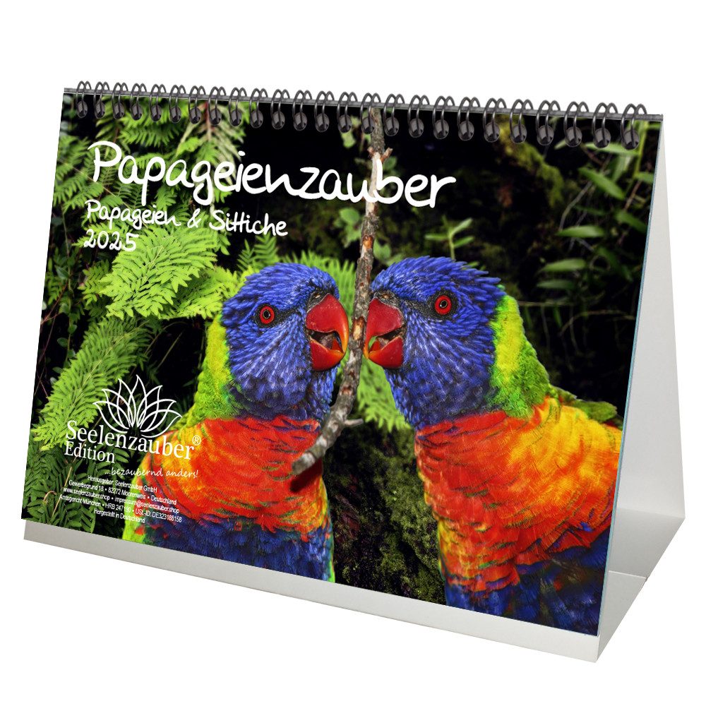 Seelenzauber Tischkalender Papageienzauber Papageien und Sittiche DIN A5 Kalender für 2025