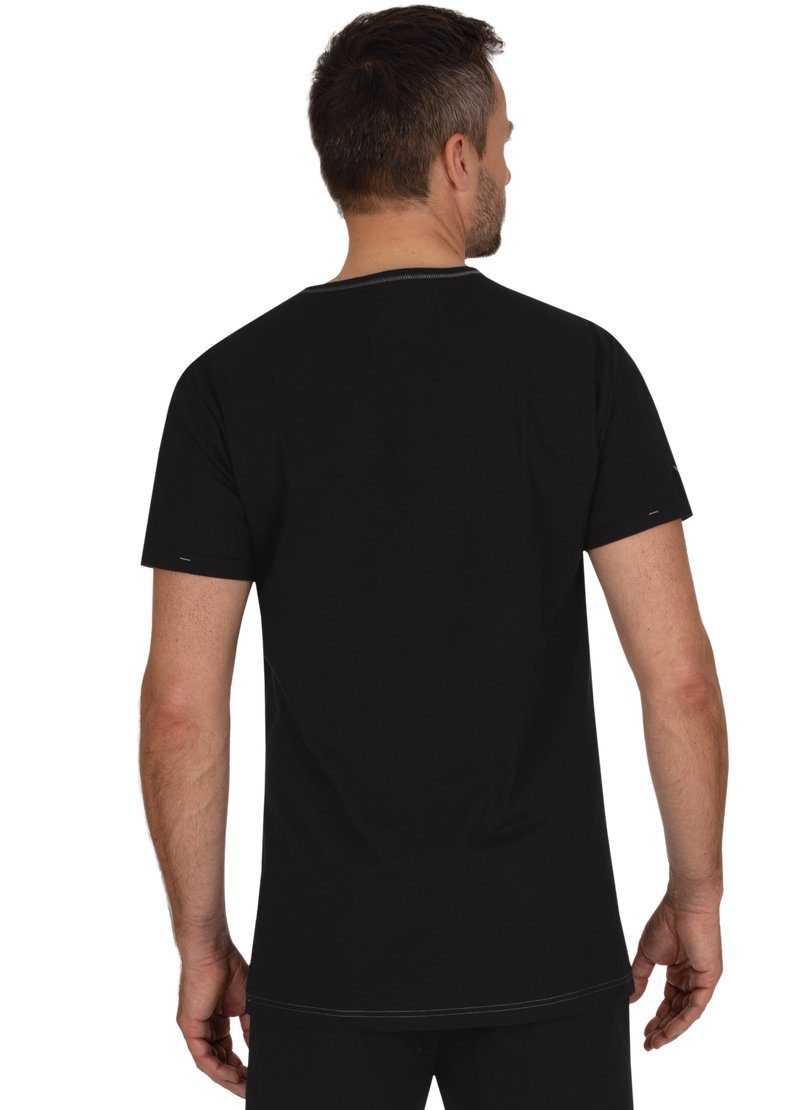 schwarz-C2C Trigema Biobaumwolle Knopfleiste aus T-Shirt TRIGEMA T-Shirt