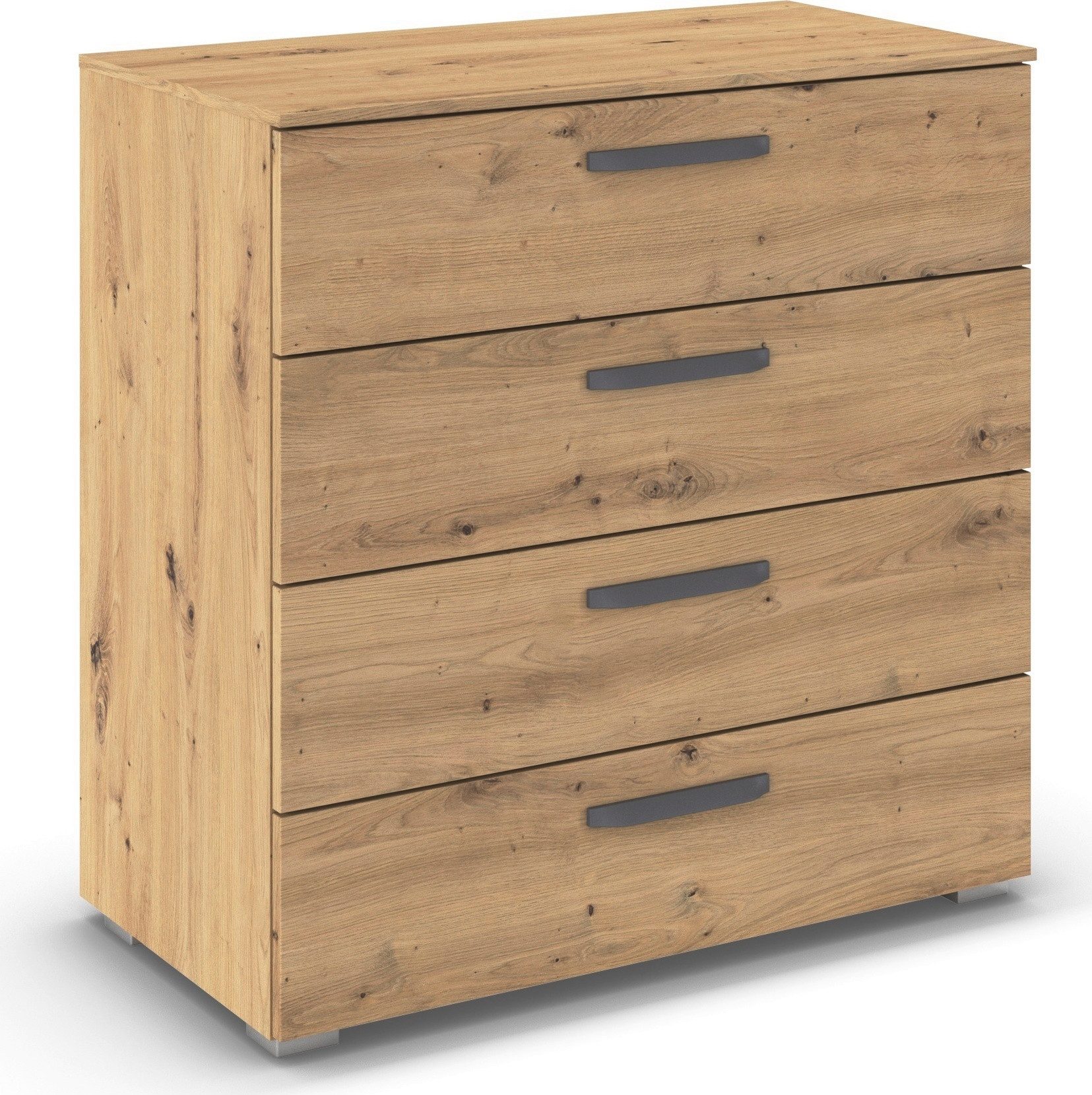 rauch Schubkastenkommode Sideboard Schubladenkommode OTELI mit Dekor- und Hochglanzfront (Breite 80 cm inkl. Soft-Close-Funktion), vier große und geräumige Schubladen mit viel Stauraum MADE IN GERMANY
