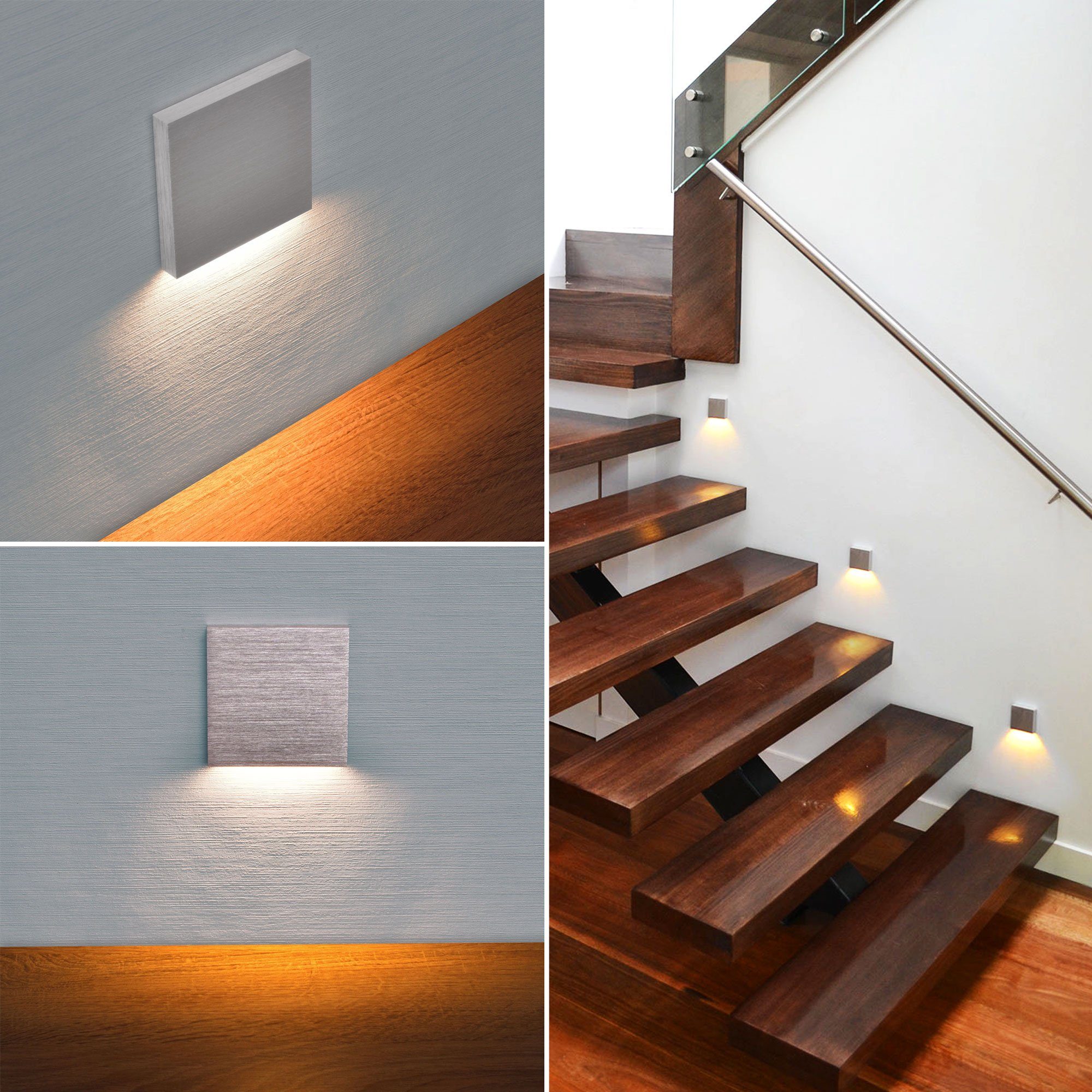 Maxkomfort LED Wandstrahler 6190S, LED fest integriert, 3000K, Warmweiß, Treppenbeleuchtung