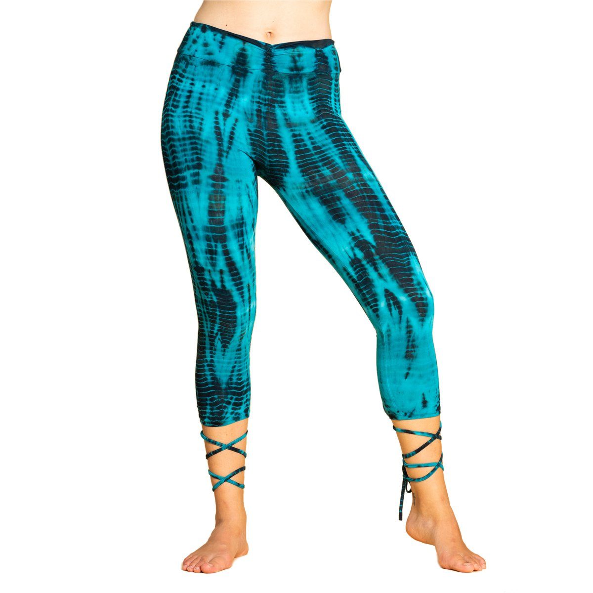 PANASIAM 3/4-Leggings Unikat Lace-up Batik 3/4 Леггинсы aus natürlicher Viskose Tiedye Batik alternative Hippie Леггинсы Yogaleggings Sportleggings mit Schnürung