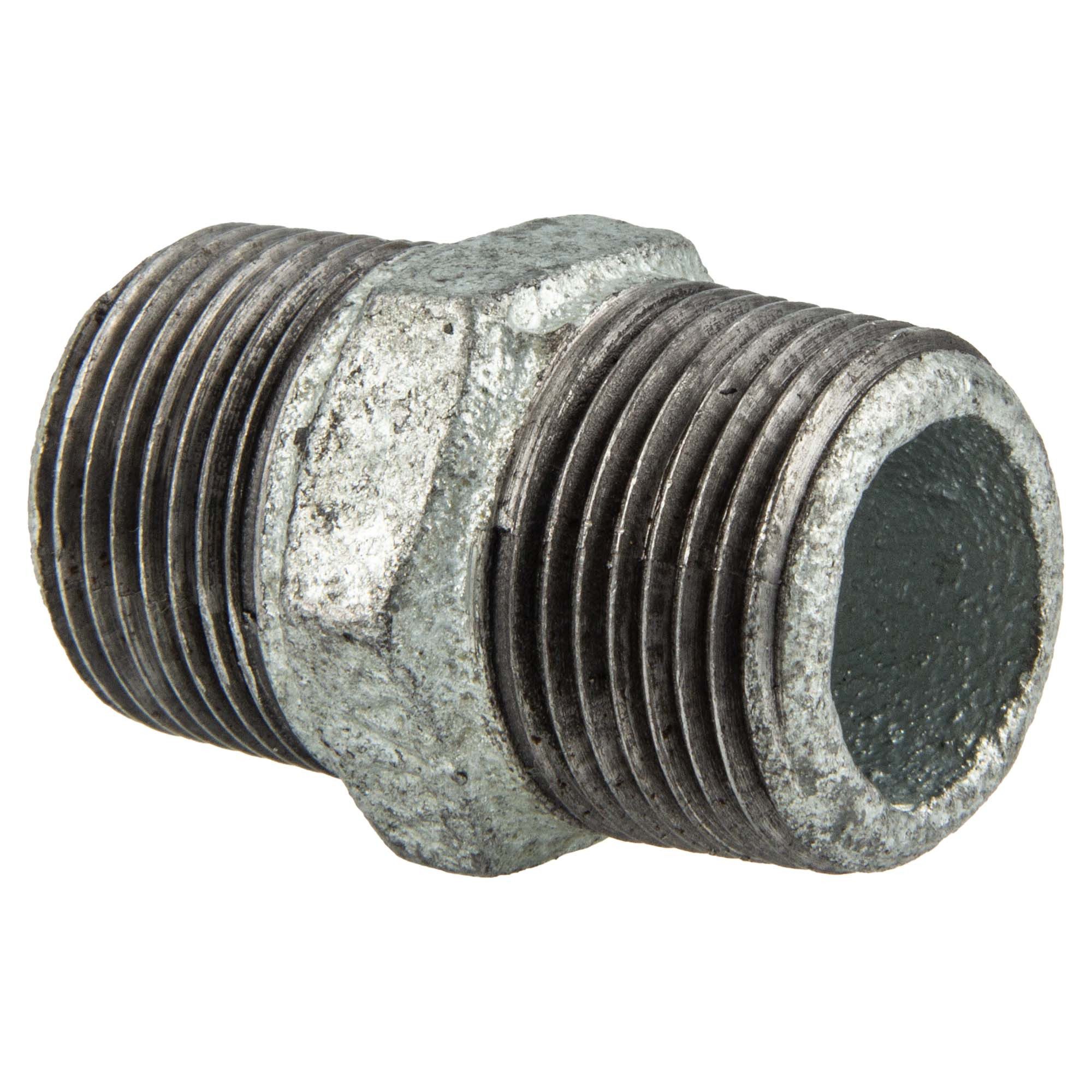 GEBO Gewindefitting Temperguss-Gewindefitting verzinkt Doppelnippel, 1/2 Zoll