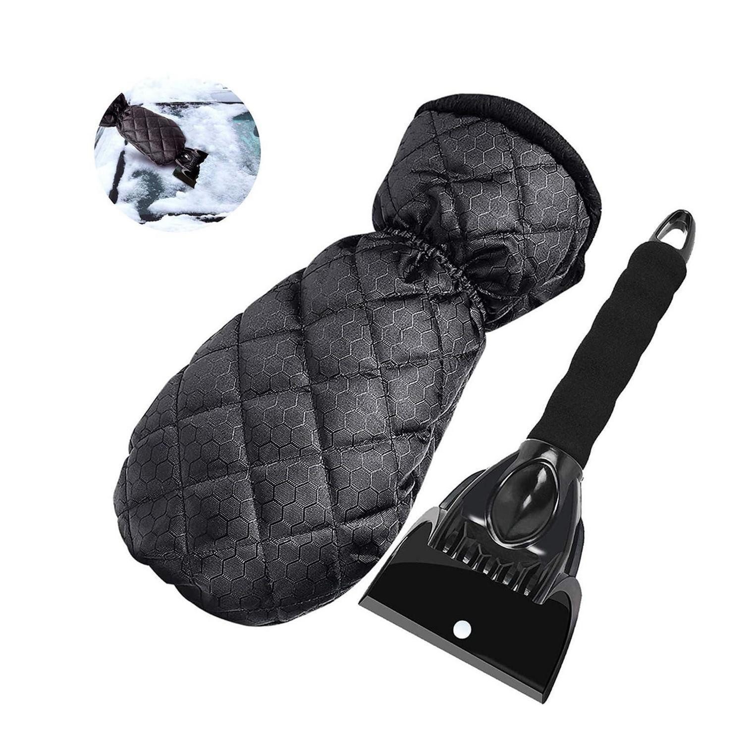 LuxusKollektion Eiskratzer Eiskratzer Auto Handschuh Schneekratzer warmgefüttert Schwarz L