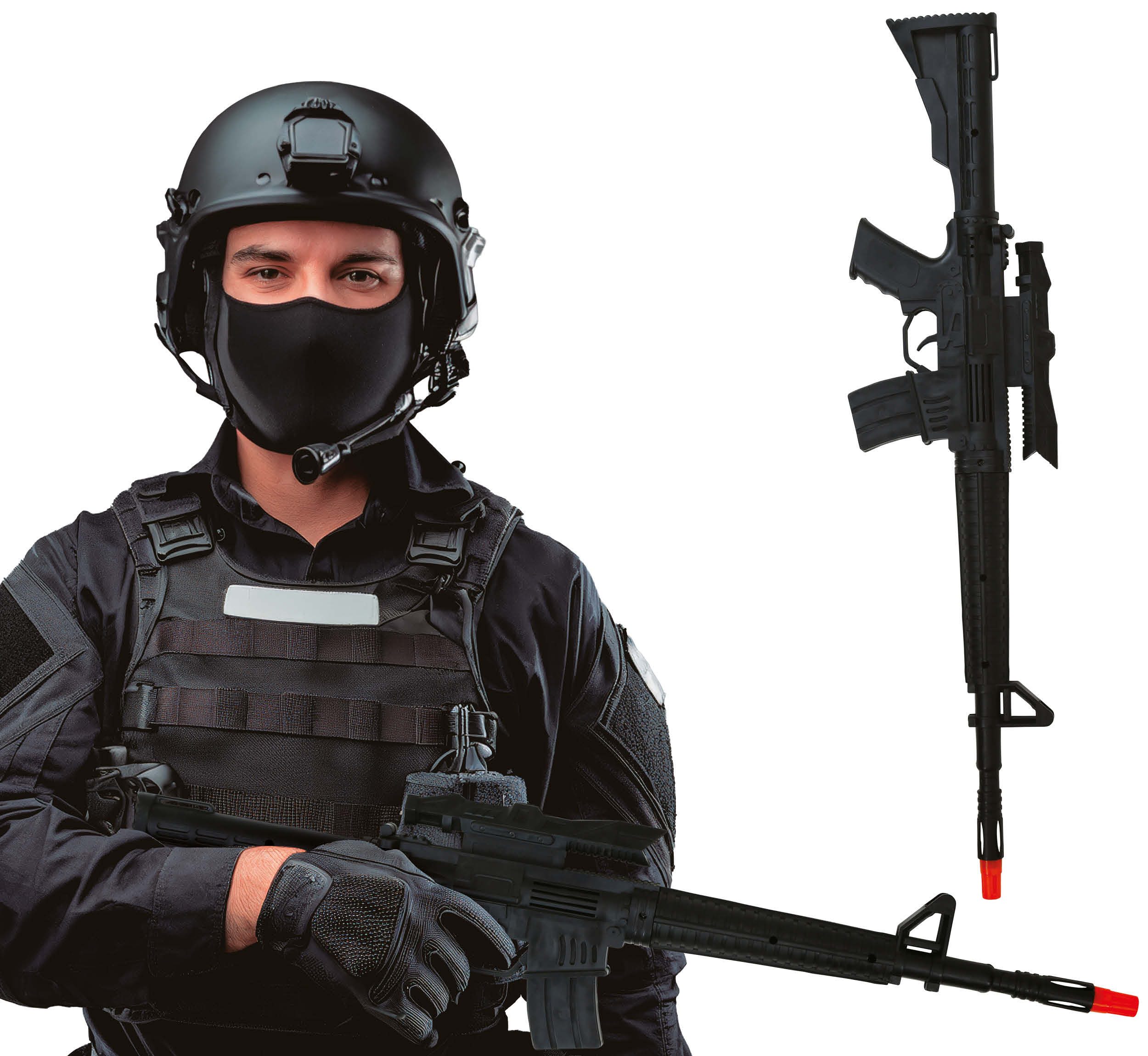 Fiestas Guirca Kostüm, Militärisches Karneval Gewehr Attrappe Realistisch Abenteuerausrüstu