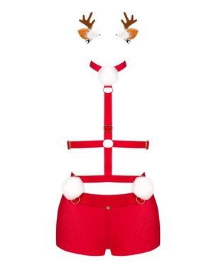 Obsessive Set: Bügel-BH Dessous-Set in rot für Weihnachten Harness-Top + (Set)
