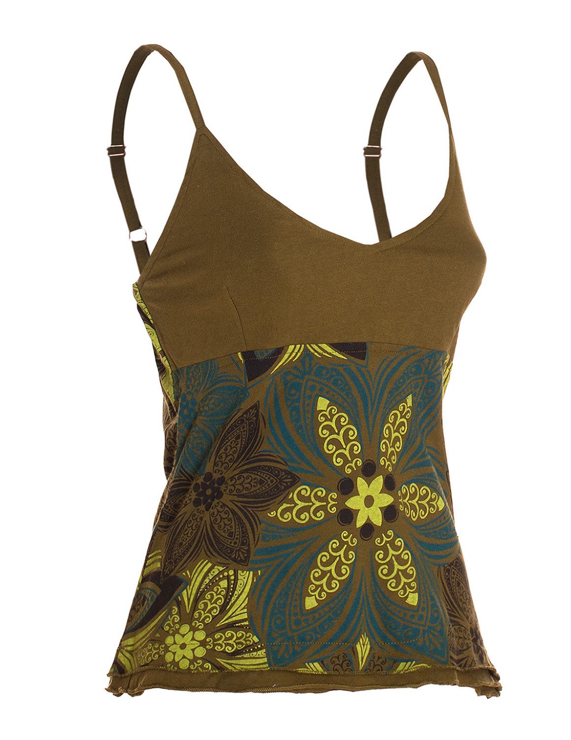 Vishes Shirttop Sommer Top Damen Hemdchen Träger Floral Bedruckt Baumwolle Alternative Mode, Boho, Hippie, Ethno, Festival