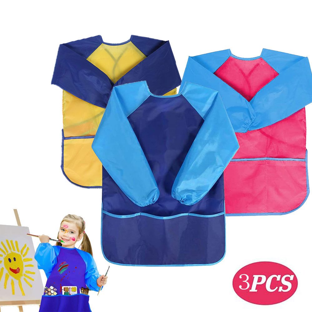 Malschürze Malkittel Kinder 3 Stück Kinder Maleranzug Malschürze Wasserdichte