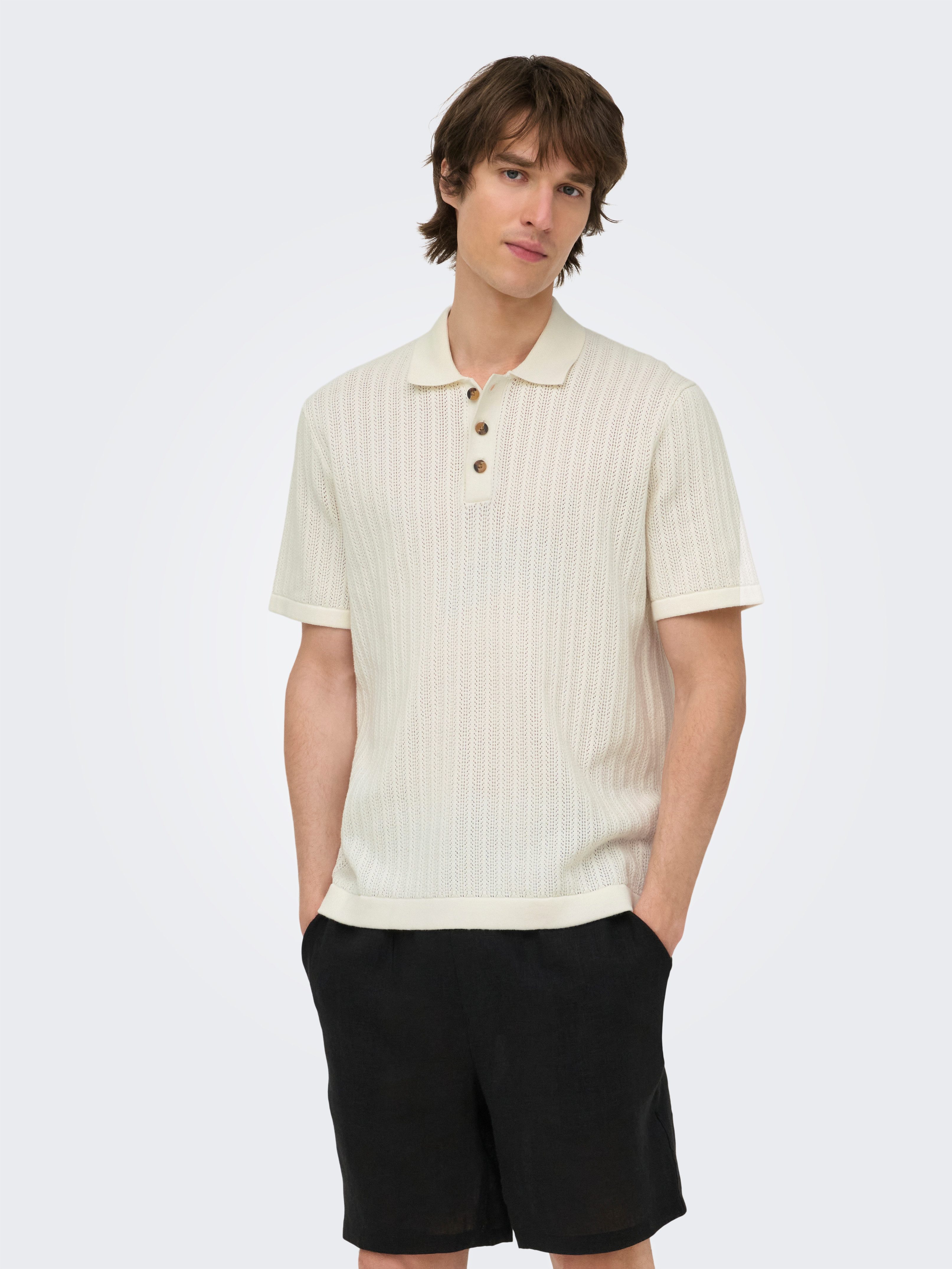 ONLY & SONS Polokragenpullover ONSMOON REG 12 SS POLO KNIT NOOS Baumwollmischung, normal geschnitten