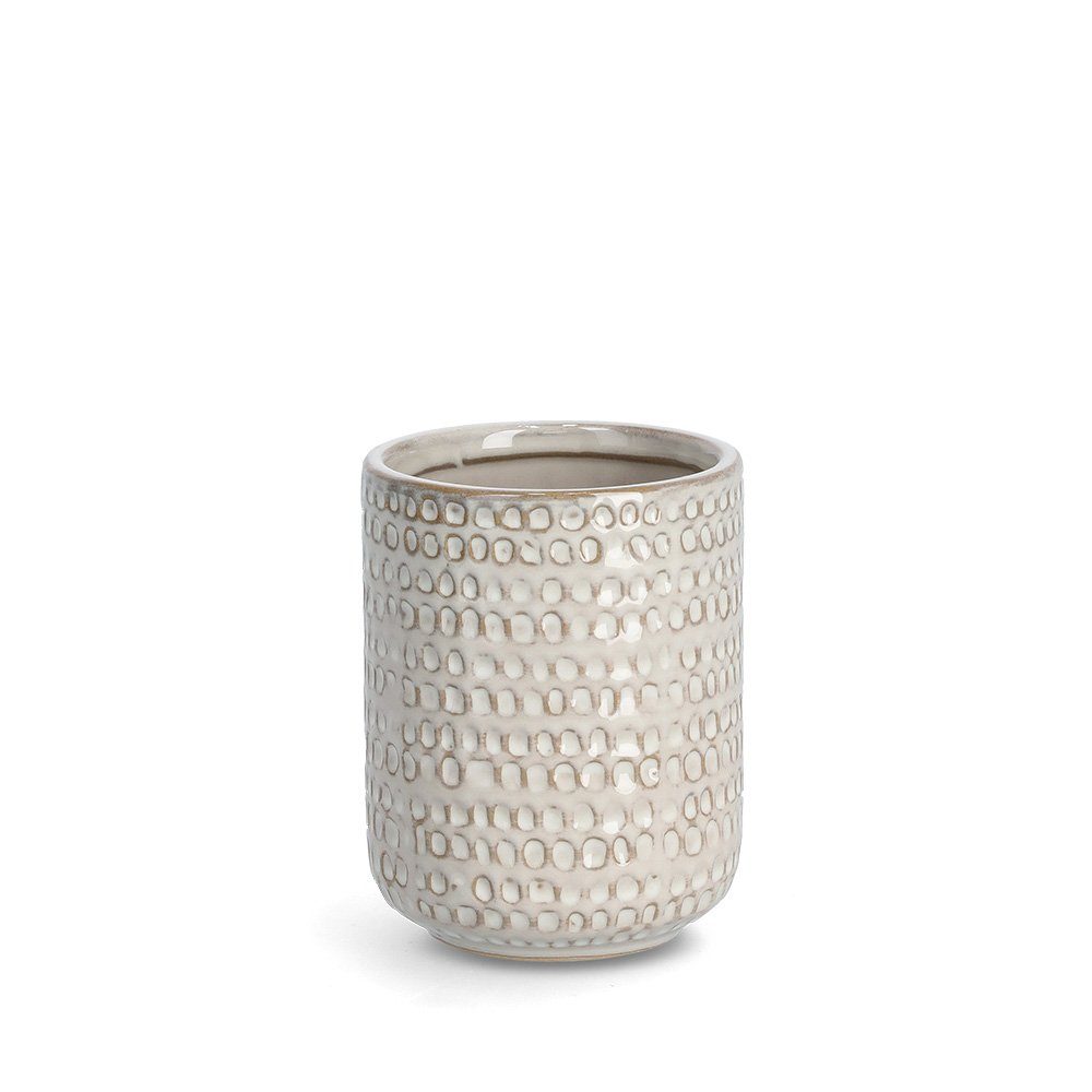 Zeller Present Becher Zahnputzbecher "Natural Structure, Steingut, Steingut, beige, ca. Ø 7,5 x 9,5 cm