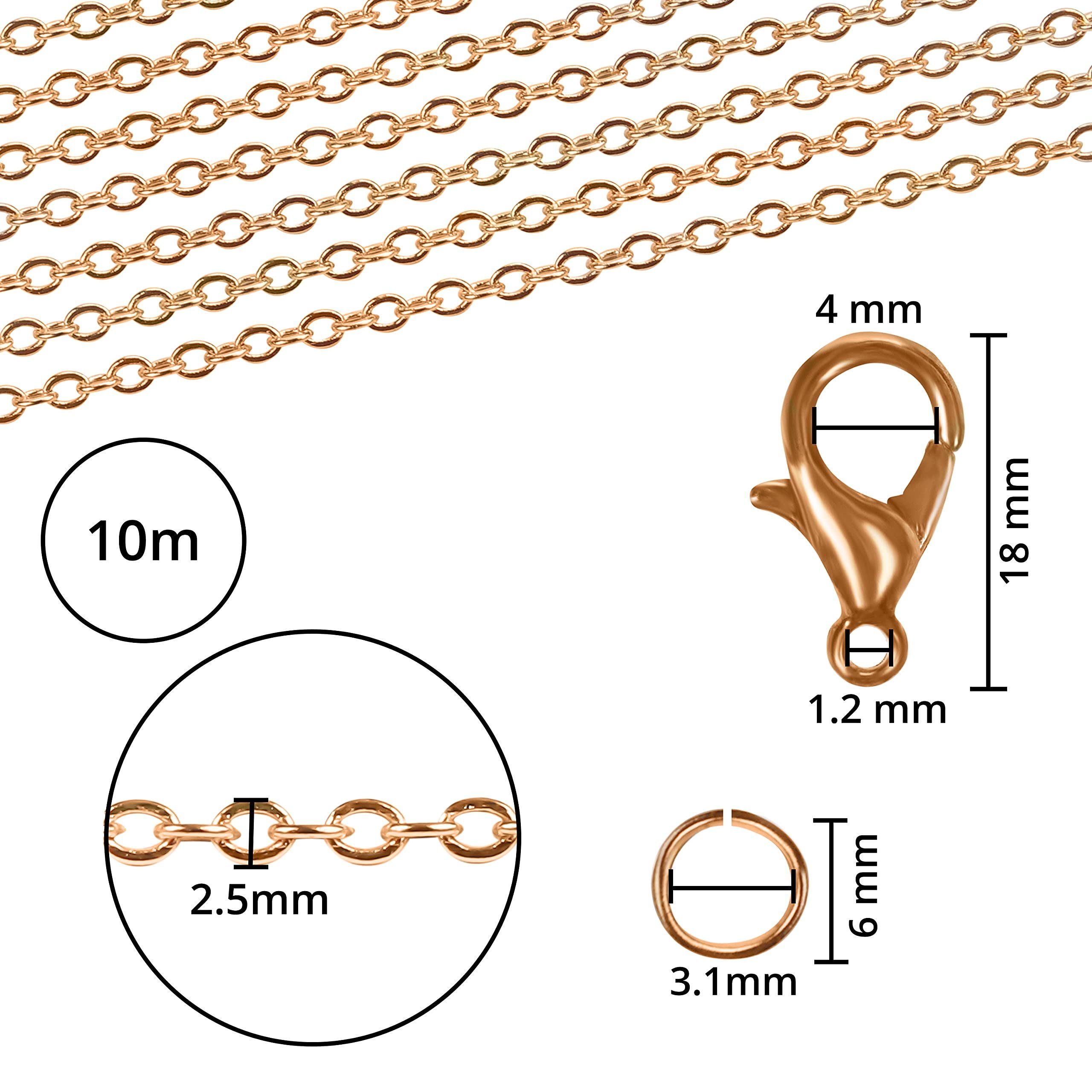 Gold Kit Chain - 1.5mm DIY Rundstahlkette 10m 10m x Goldkettenset x Edelstahl, DIY Chain - Eisenkette, Kurtzy 1.5mm Iron