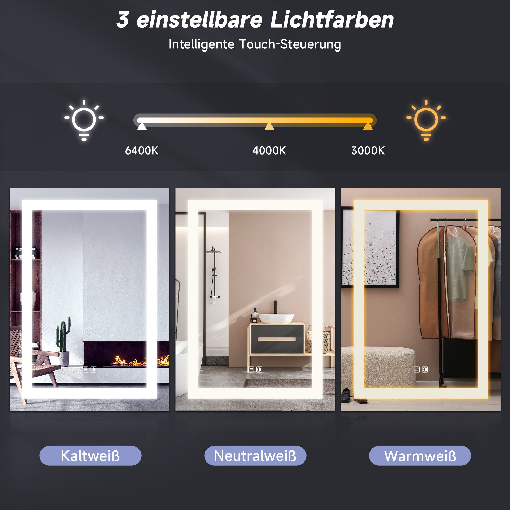SONNI Badezimmerspiegelschrank Schiebetür Spiegelschrank bad mit beleuchtun günstig online kaufen