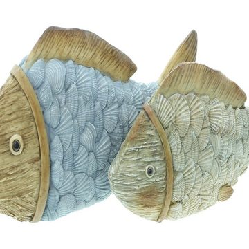 Home-trends24.de Dekofigur Fisch Figur Deko Maritim Polyresin Skulptur Objekt Fische 2er Set (2 St)