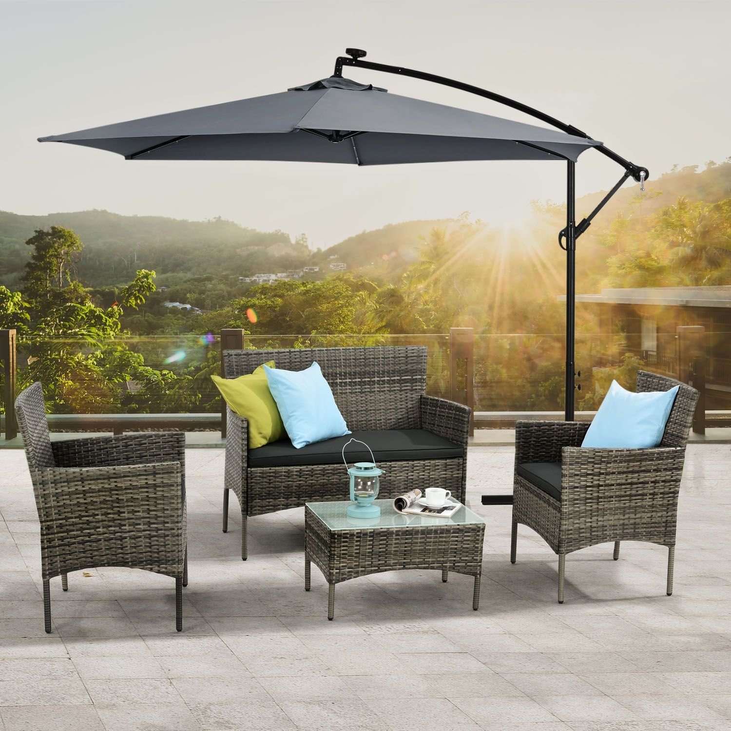 Juskys Gartenlounge-Set Fort Myers, wetterfeste Polyrattan günstig online kaufen
