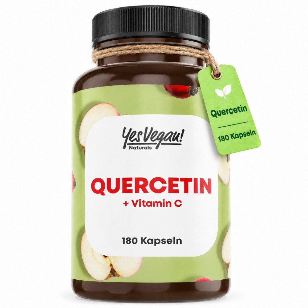 Yes Vegan Quercetin 500 mg mit Vitamin C aus Hagebutte Kapseln, 180 St., 166 g, vegan, laktosefrei, glutenfrei
