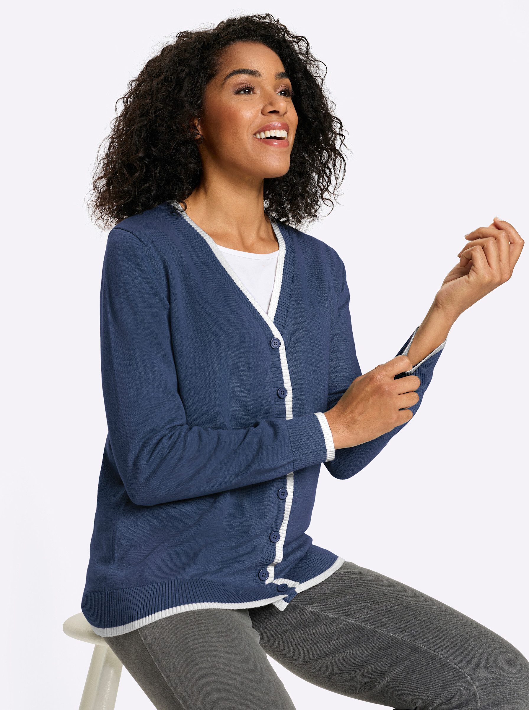 Sieh an! Strickjacke Strickjacke Langarm Jersey