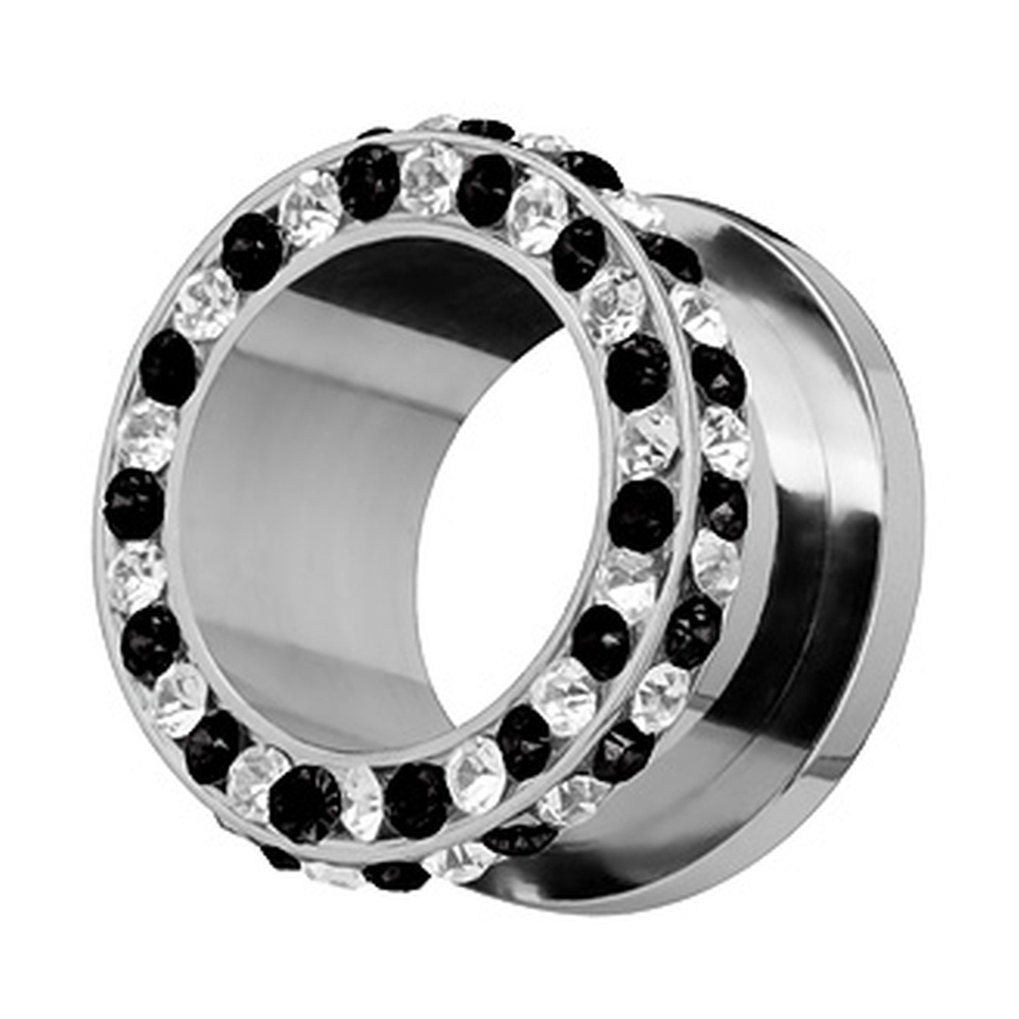 Taffstyle Plug Piercing Ohrpiercing Schraub Double Kristall Rand, Flesh