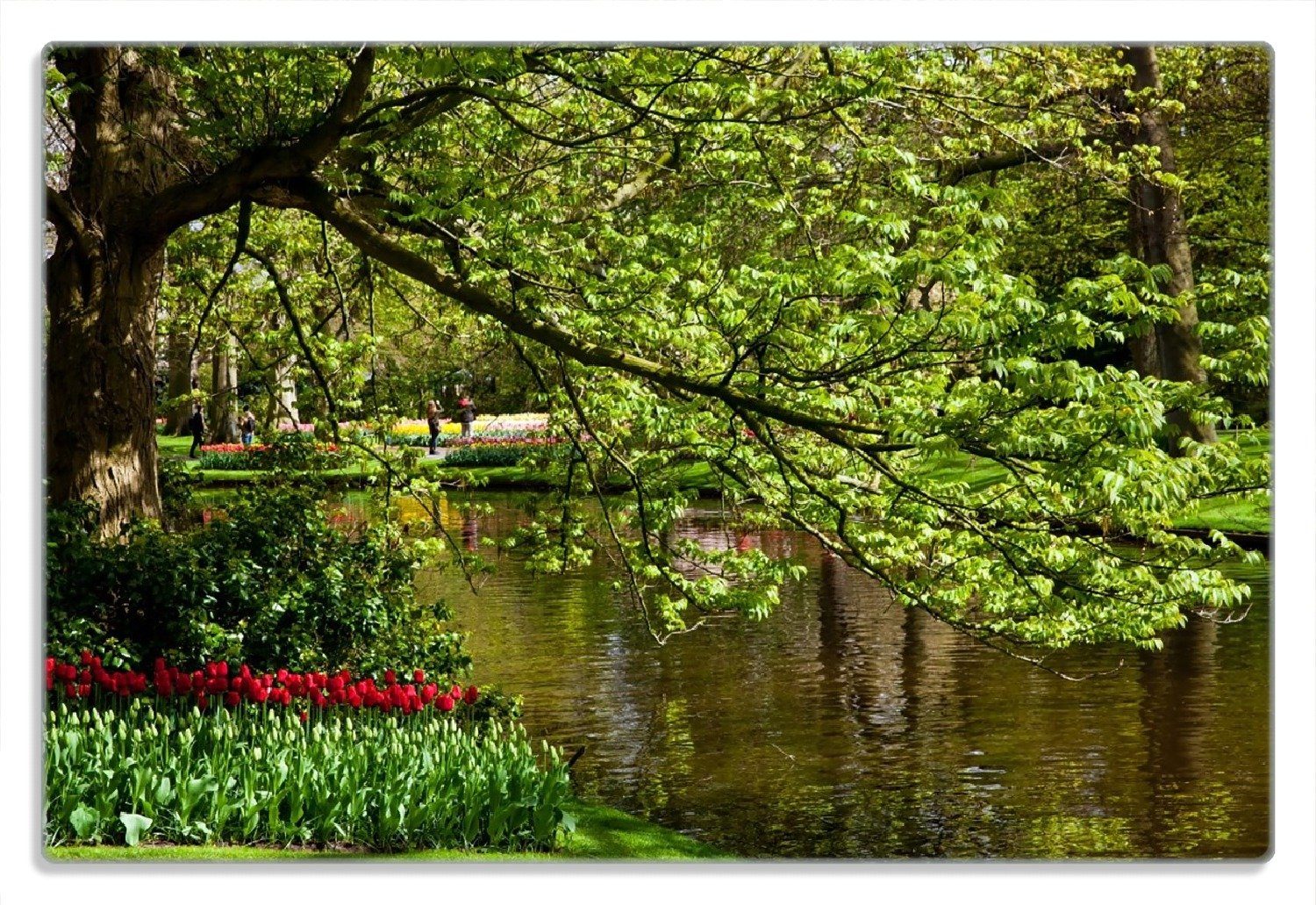 4mm, Ufer, 20x30cm Gummifüße (inkl. Wasser am Bunte Wallario - Blumen Frühstücksbrett Park rutschfester im Frühblüher am 1-St),