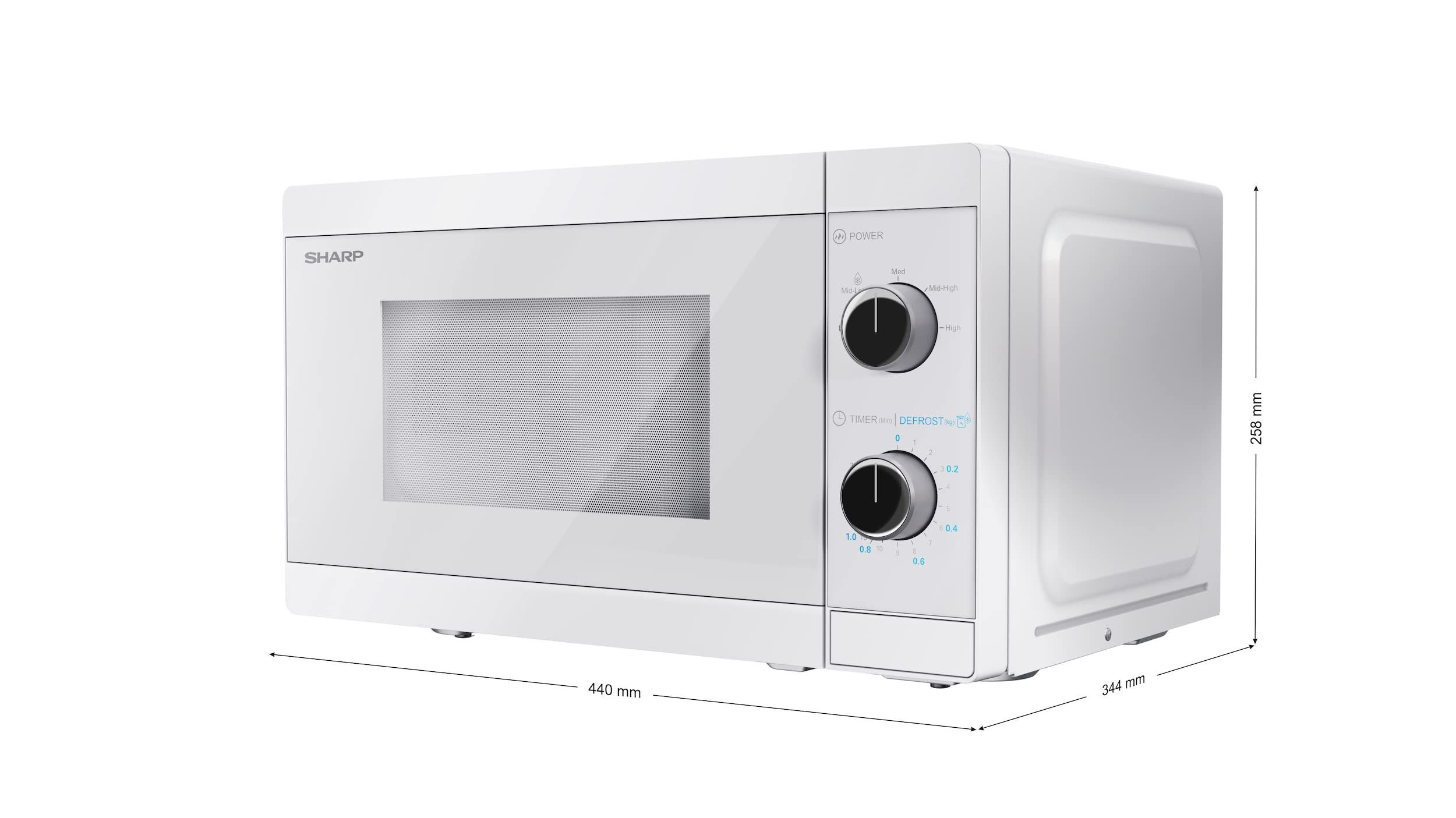 Sharp Mikrowelle YC-MS01E-C, 20L, 800W, Manuelle Steuerung, 5 Stufen, Kristallweiß