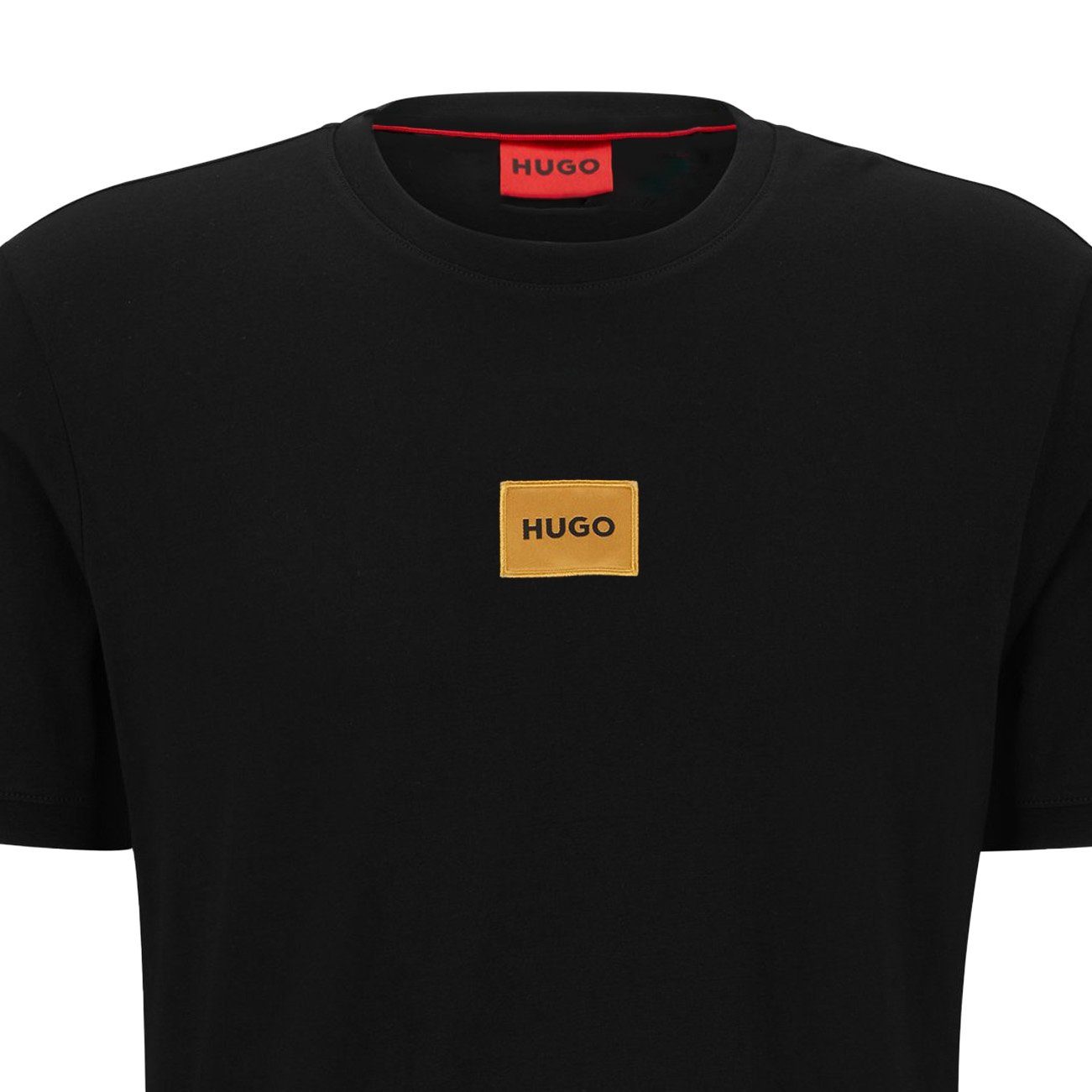 Brust HUGO Schwarz der Label-Patch Diragolino mit Shirt Boss Kurzarmshirt auf Hugo