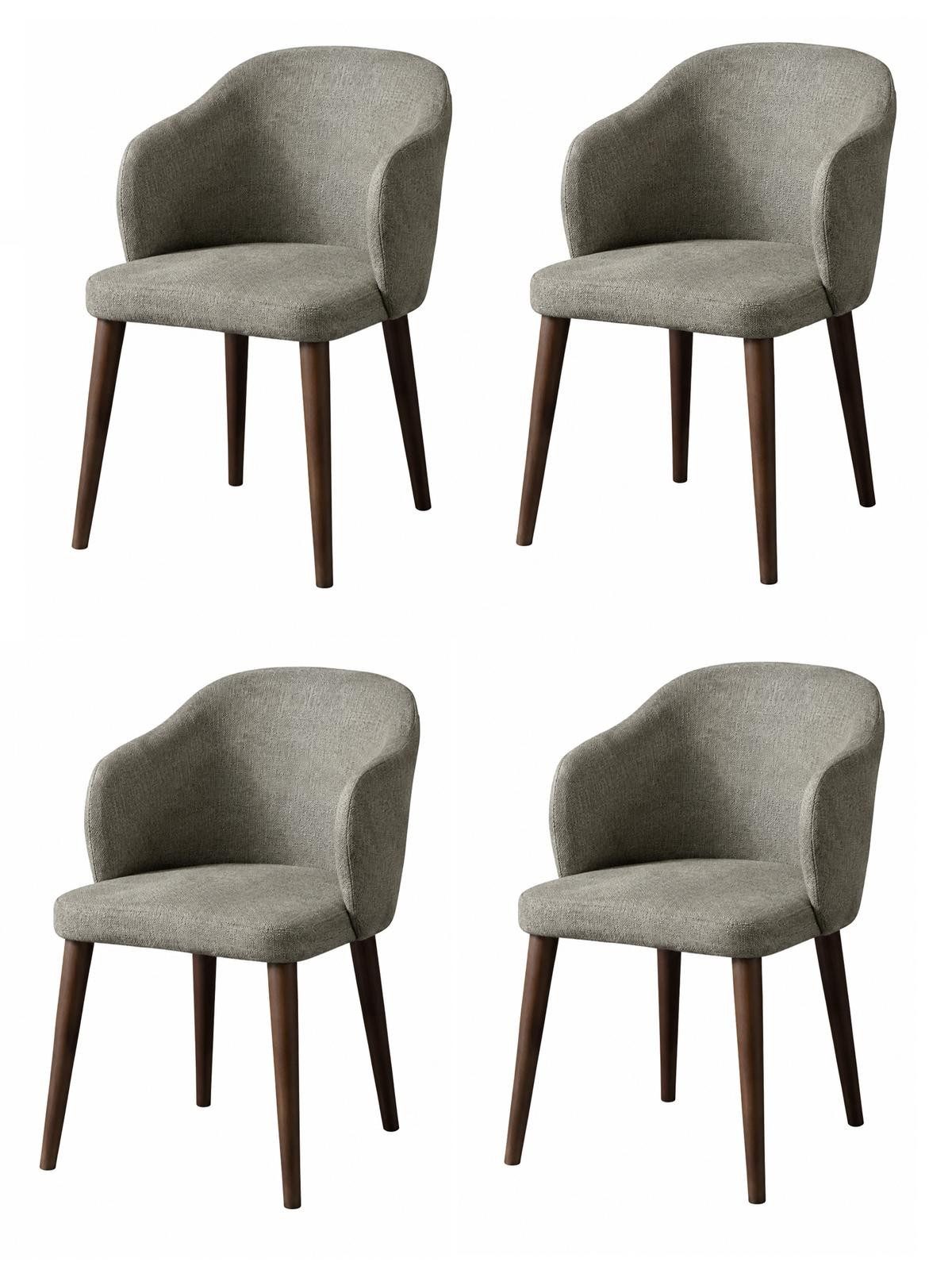 Xlmoebel Sitzgruppe Graues Stuhlset mit 4 Textilstühlen für Küche und Esszimmer, (4-tlg., 4er-Set)