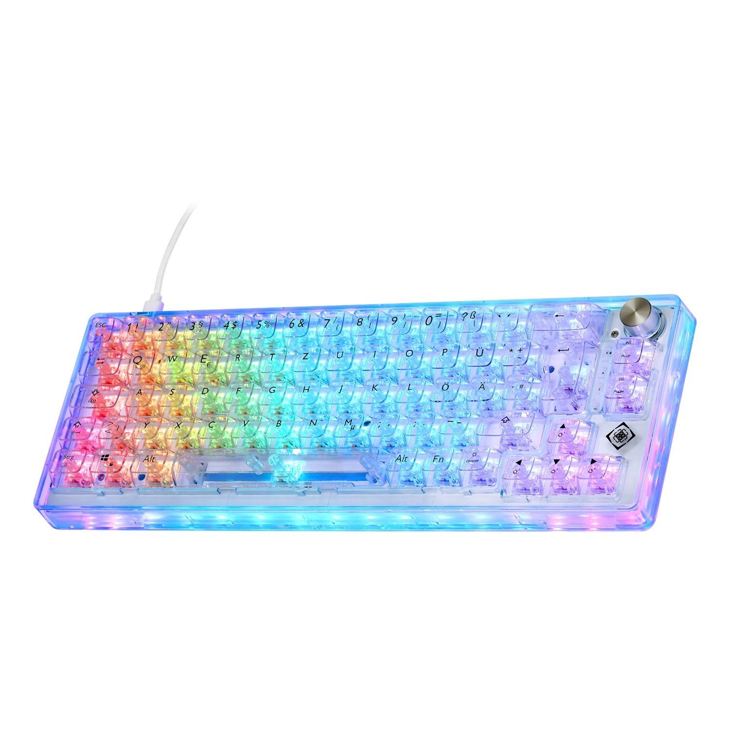 DELTACO DK460 Tastatur mit LED RGB Beleuchtung transparent Gaming-Tastatur (transparente Gaming Tastatur mit LED Beleuchtung)