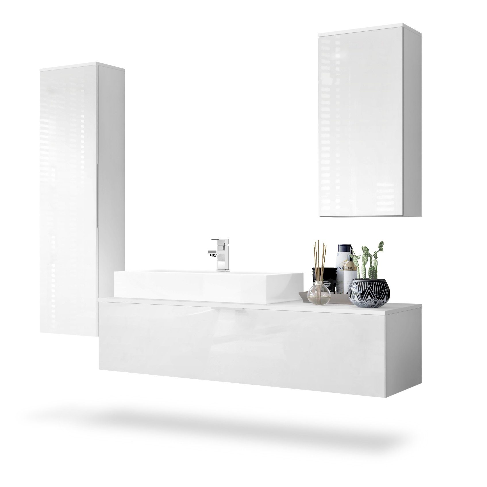 Vladon Badmöbel-Set Beach, (Badezimmer-Set mit 2 Hochschränken, 1 Unterschr günstig online kaufen