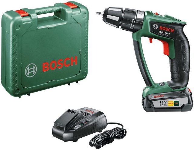 BOSCH Akku-Schlagbohrschrauber PSB 18 LI-2 Ergonomic, 18 V, verschiedene Ausführungen