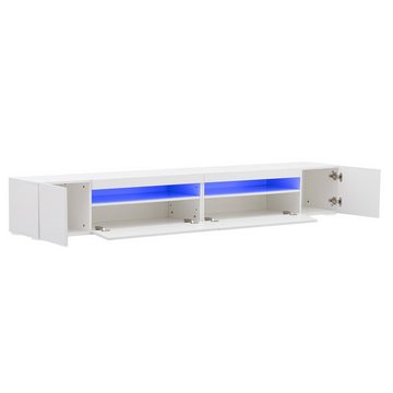 Merax Lowboard mit 16 Farben LED Beleuchtung, TV-Kommode, Fernsehtisch mit 2 Türen, 1 Klappe und 1 offenes Fach, B/H/T:240/35/39cm