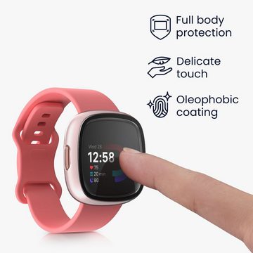 kwmobile Smartwatch-Hülle 2x Hülle für Fitbit Versa 4 / Sense 2, Fullbody Fitnesstracker Glas Cover Case Schutzhülle Set