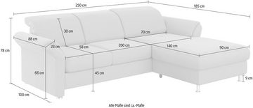 sit&more Ecksofa Apulia, wahlweise Bettfunktion, Bettkasten und Kopf- und Armteilverstellung