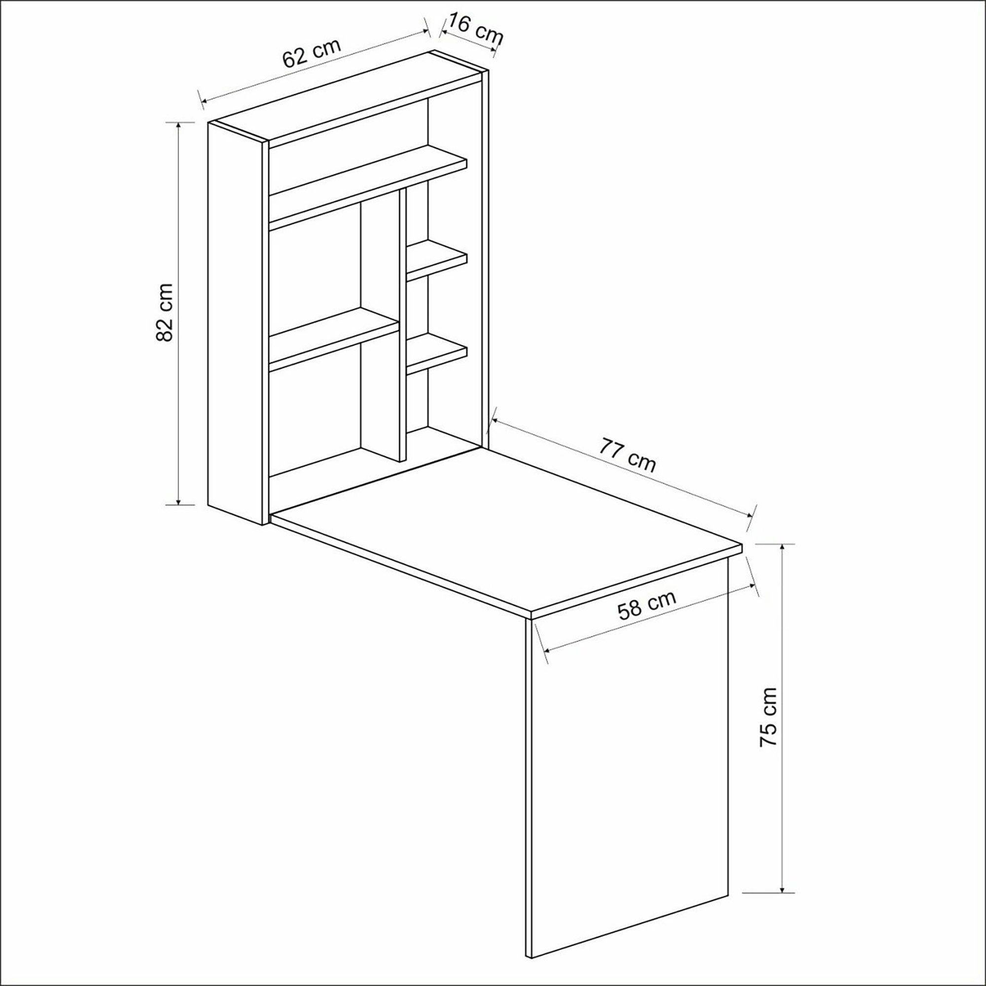 en.casa Schreibtisch, »Greve« Wandklapptisch Wandtisch Weiß Walnuss-Optik