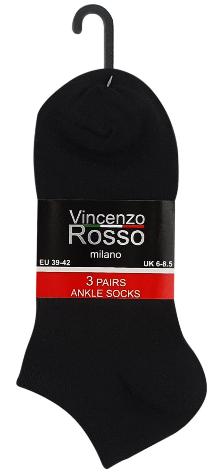 Schwarz mit Vincenzo Softbund (12-Paar) Sneakersocken Rosso