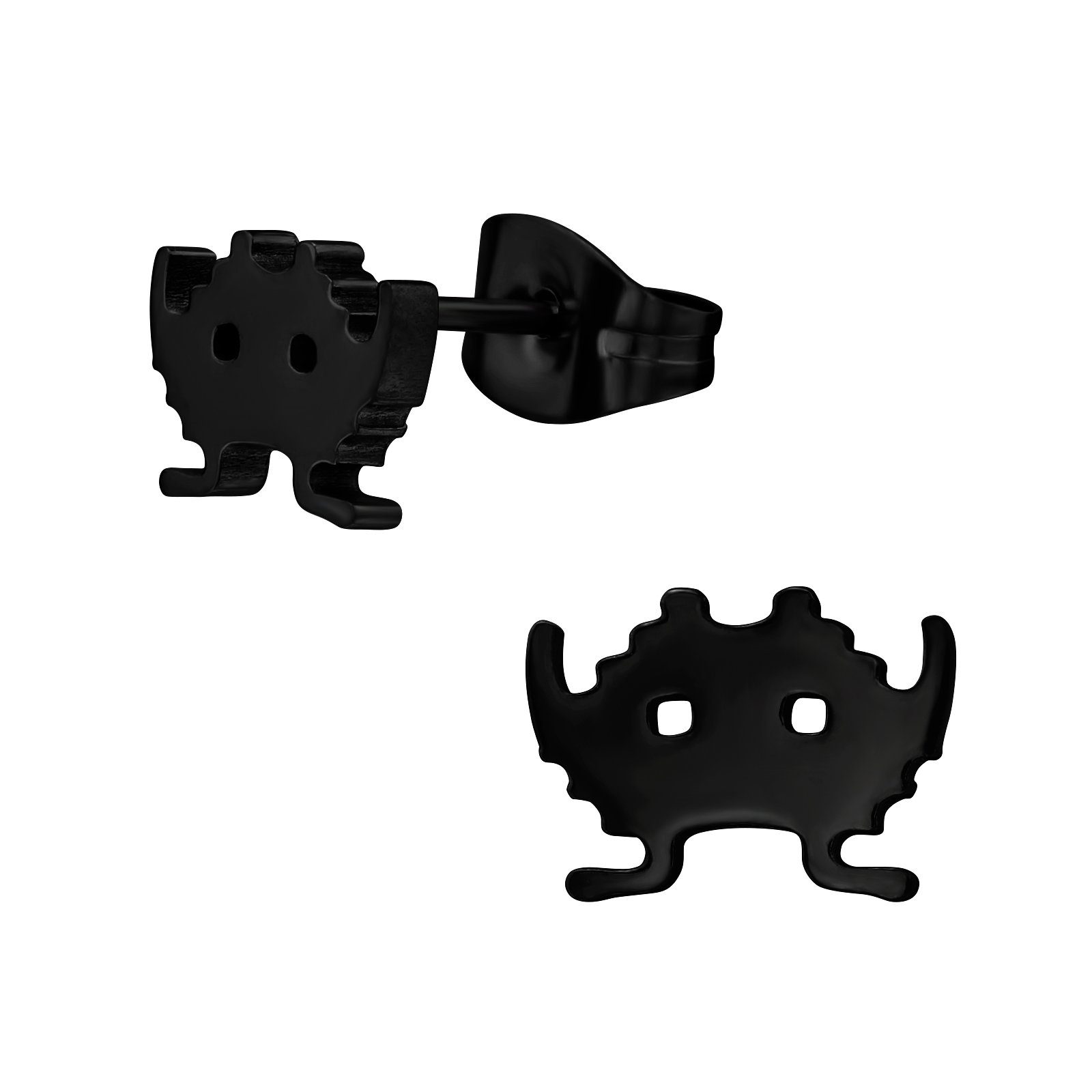 BUNGSA Ohrstecker-Set Ohrstecker Gamer Emoji schwarz aus Edelstahl Unisex (1 Paar (2 Stück), 2-tlg), Ohrschmuck Ohrringe