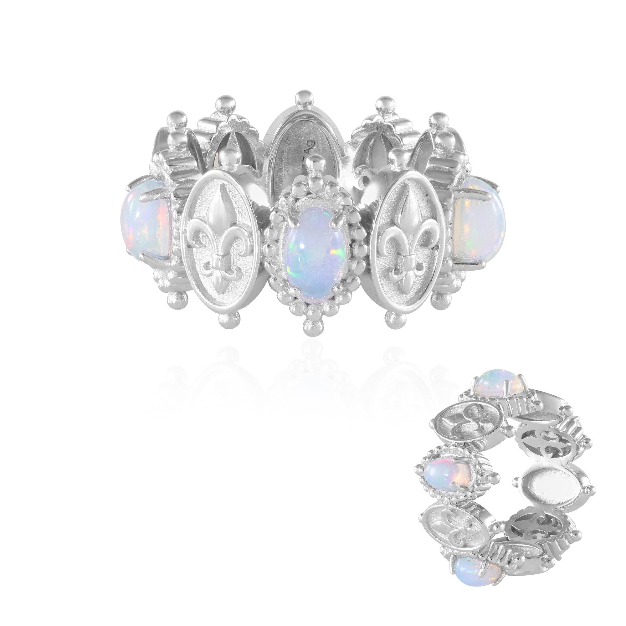 Cavill Silberring Cavill Opal Ring 925 Silber mit 5 ovalen Opalen 1,30 ct Damen (1-tlg)