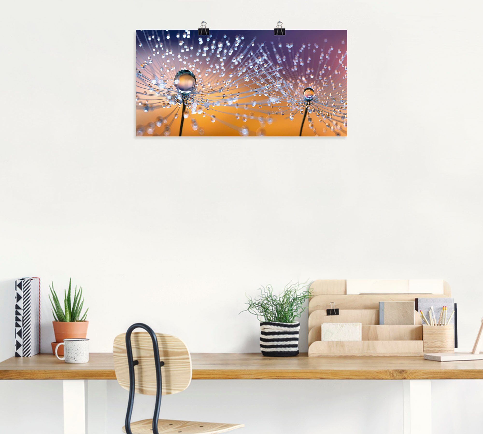 versch. Wandbild Alubild, in Artland als Wandaufkleber Leinwandbild, Pusteblumen oder St), Tautropfen, Poster (1 Größen Blumenbilder
