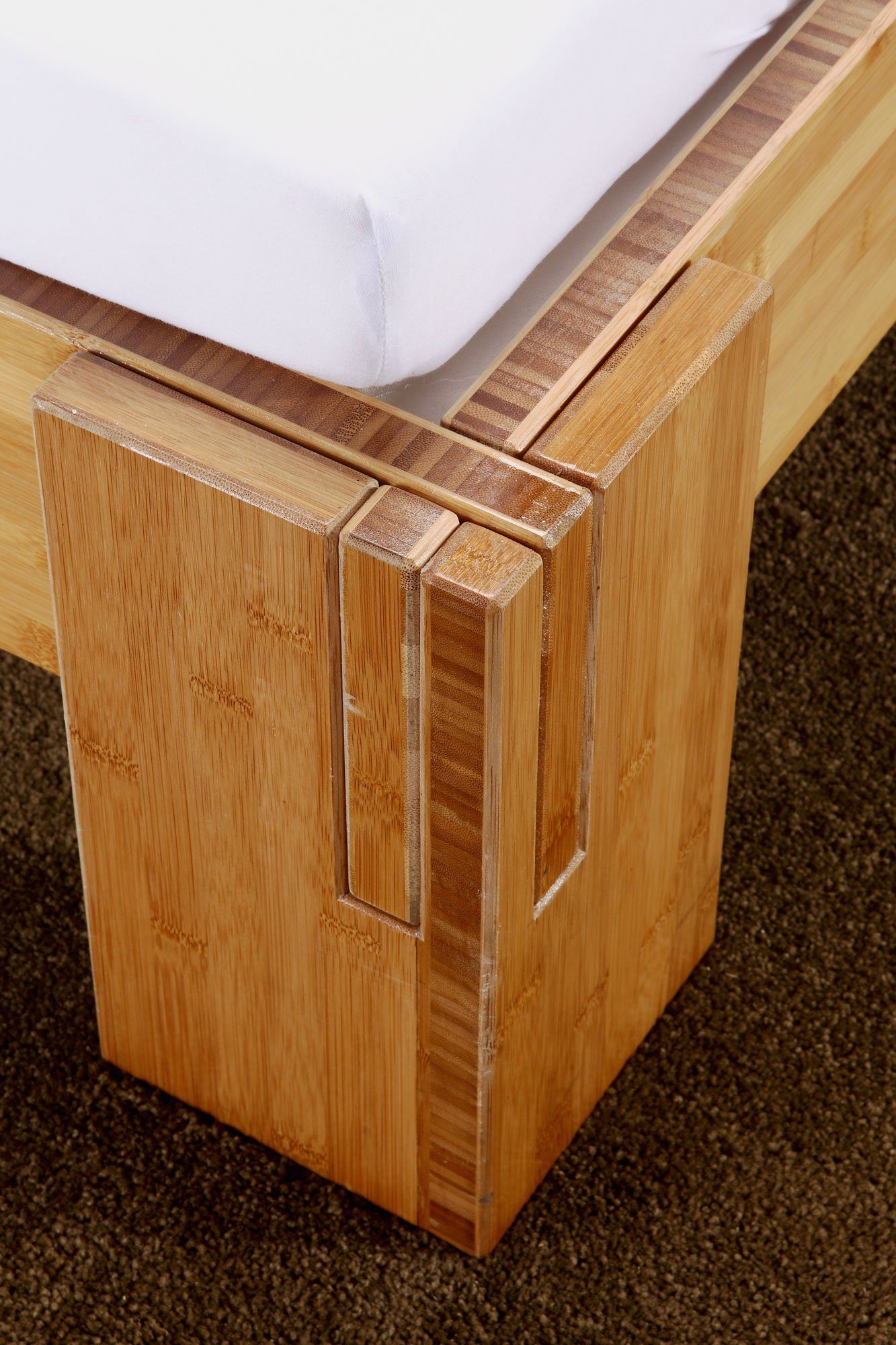 Steckbett BALI Bett - 1001 Bambus 5min, aus in ohne drei verschiedene Aufbau Rückenlehne, Massivholzbett Wohntraum Betthöhen wählbar