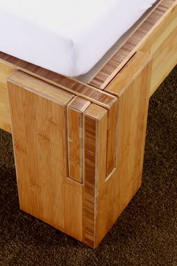 1001 Wohntraum Massivholzbett BALI Bett aus Bambus ohne Rückenlehne, Steckbett - Aufbau in 5min, drei verschiedene Betthöhen wählbar