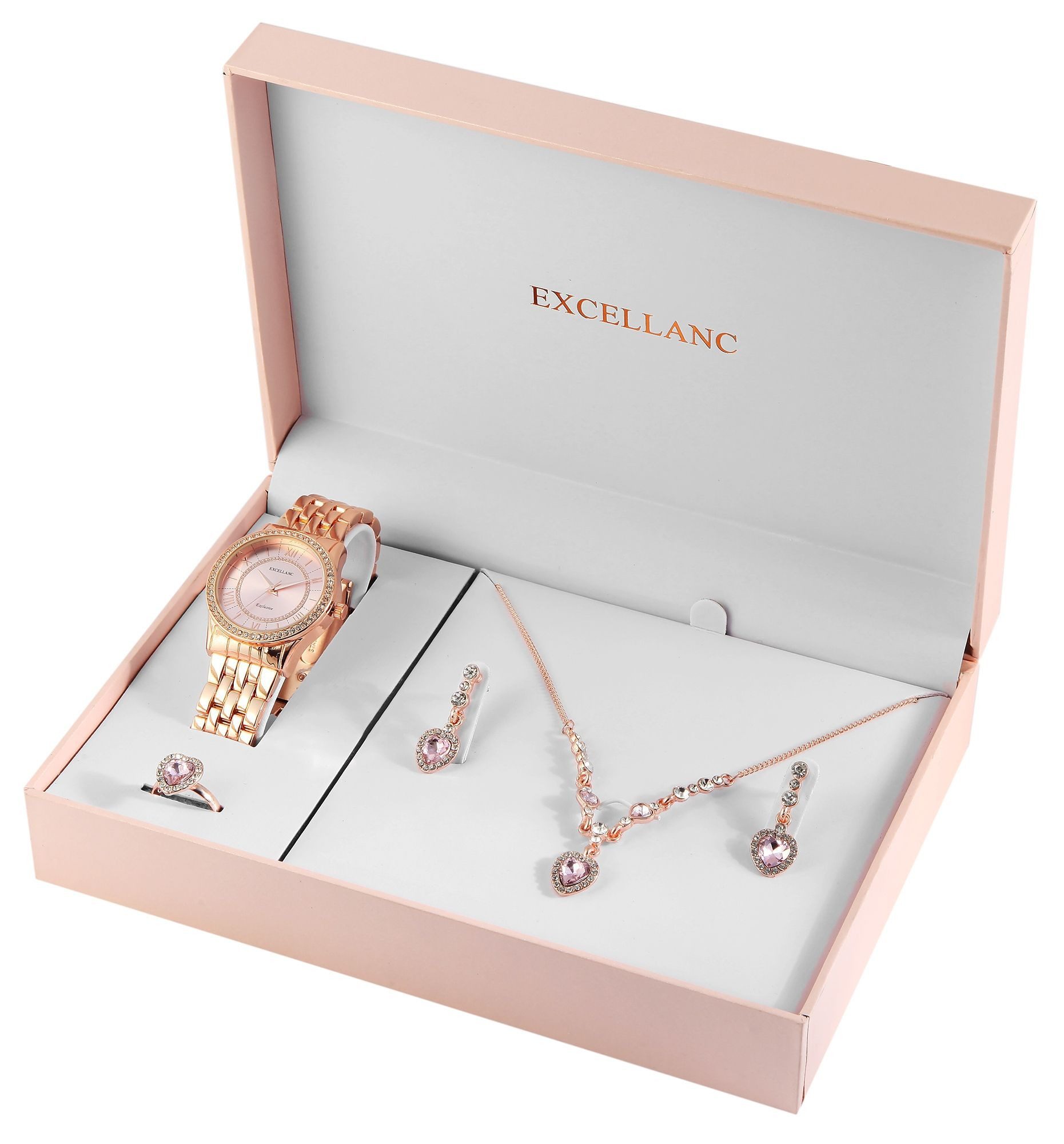 Schmuckset 1800220 Excellanc Damen Geschenkeset mit Uhr, Halskette, Ring und