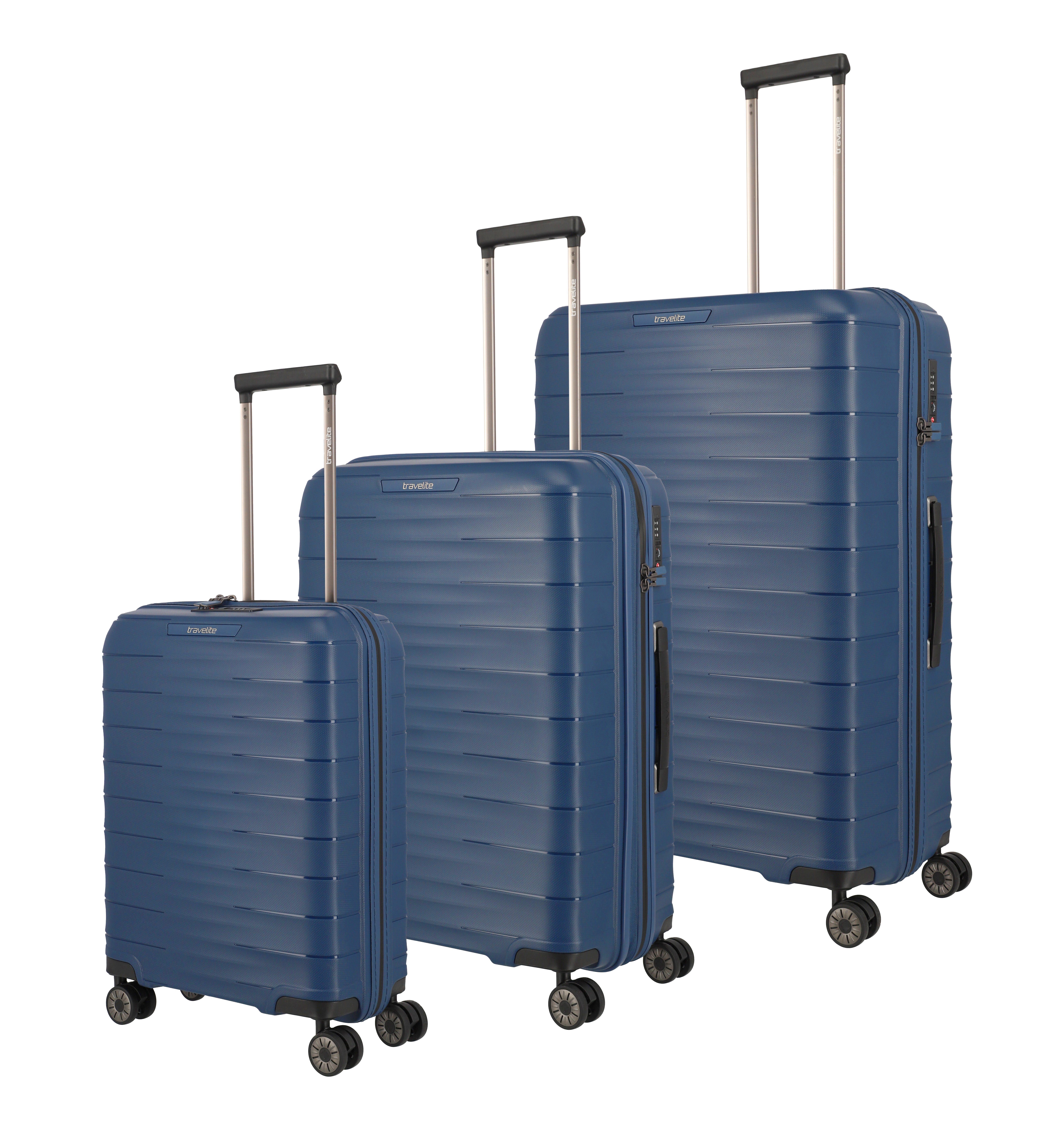 travelite Trolleyset MOOBY 3-teilig Reisekoffer Hartschale, 4 Rollen, (Set), mit TSA-Schloss und recyceltem Polypropylen