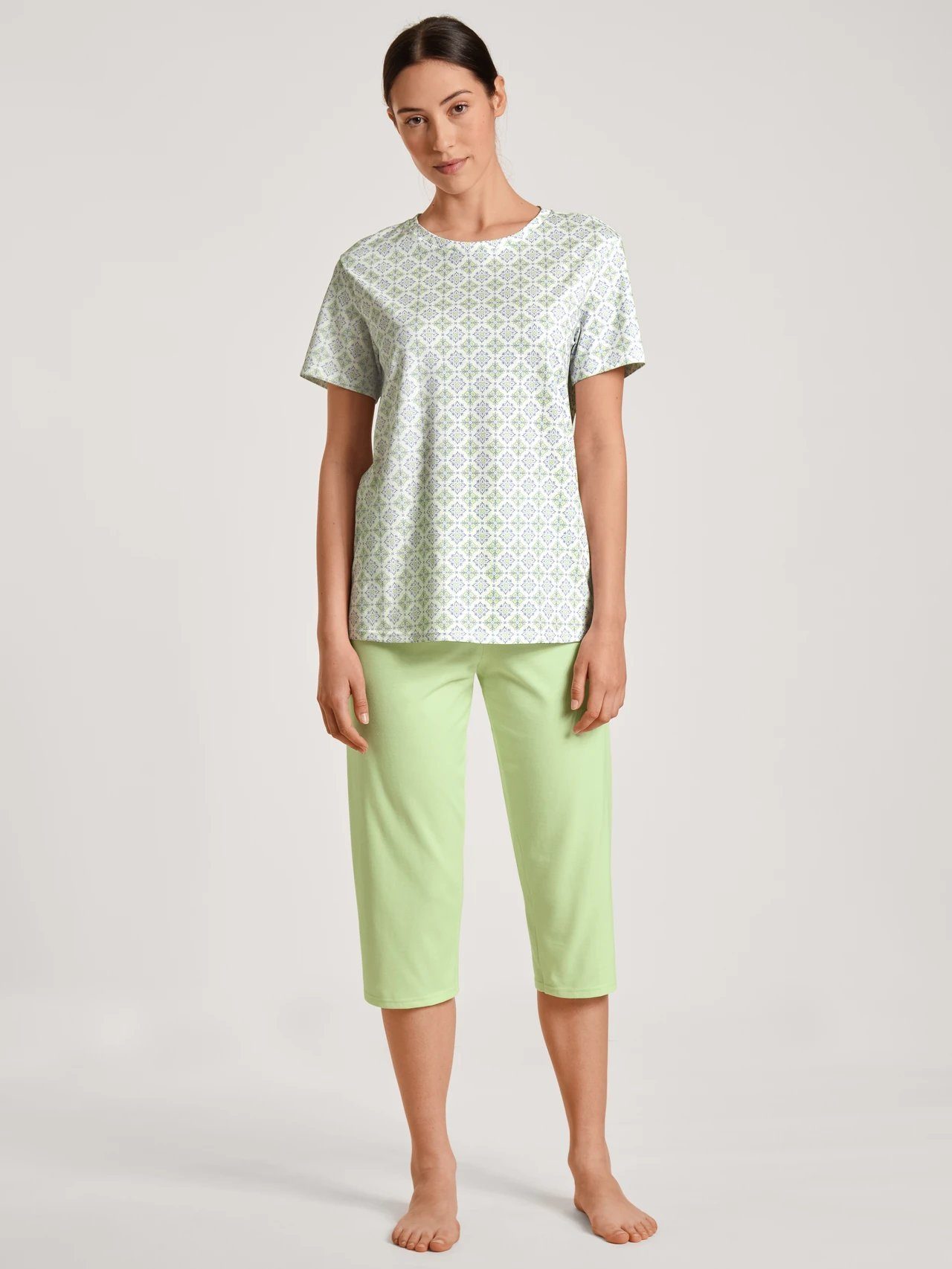 CALIDA Capri-Pyjama Calida Damen 3/4 Pyjama 40296 light pistache (1 Stück, 1 tlg., 1 Stück)