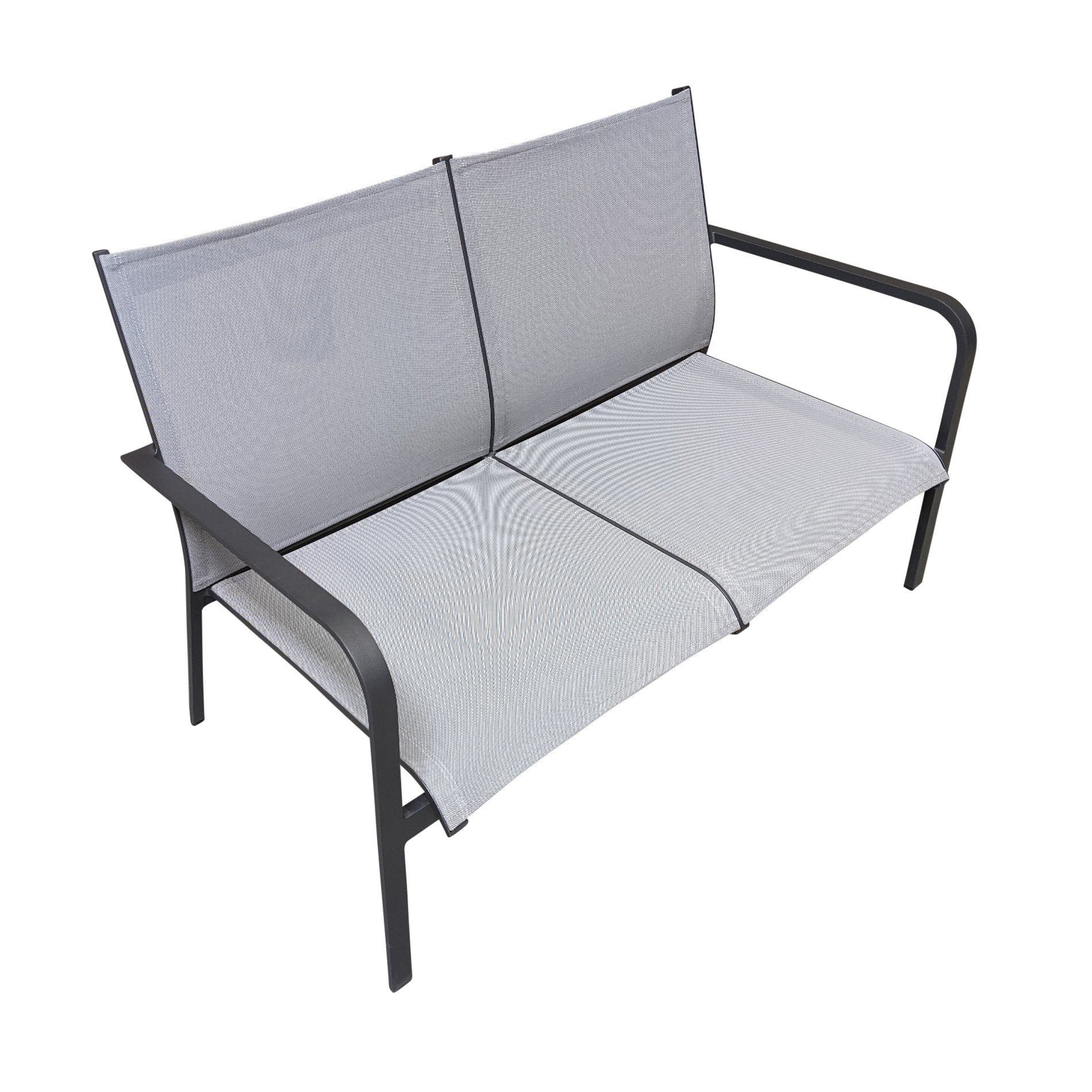 Jati & Kebon Gartenlounge-Bank Dransy, Loungesofa, 2-sitzig, Aluminium & Textilgewebe, witterungsbeständig, wetterfest