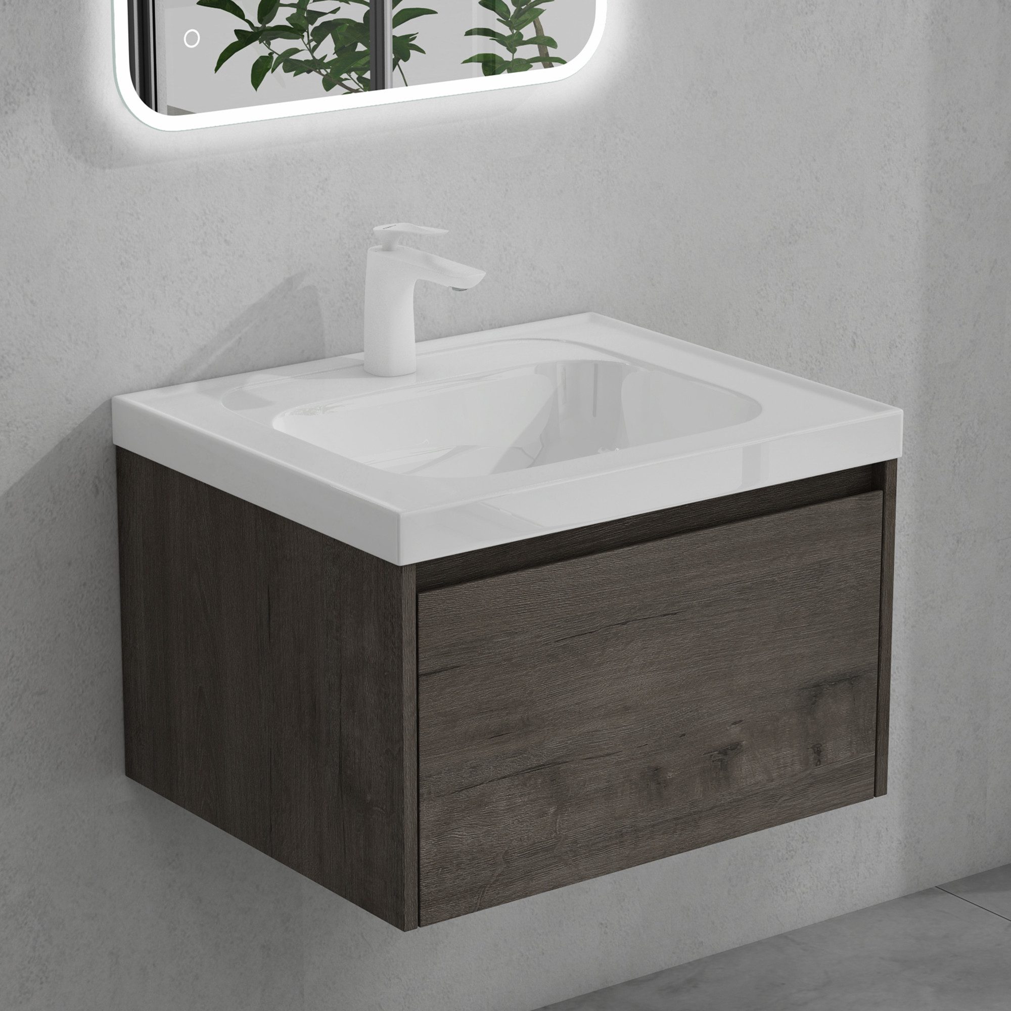doporro Badmöbel-Set Badezimmermöbel Waschbecken-Unterschrank Waschbecken Salerno