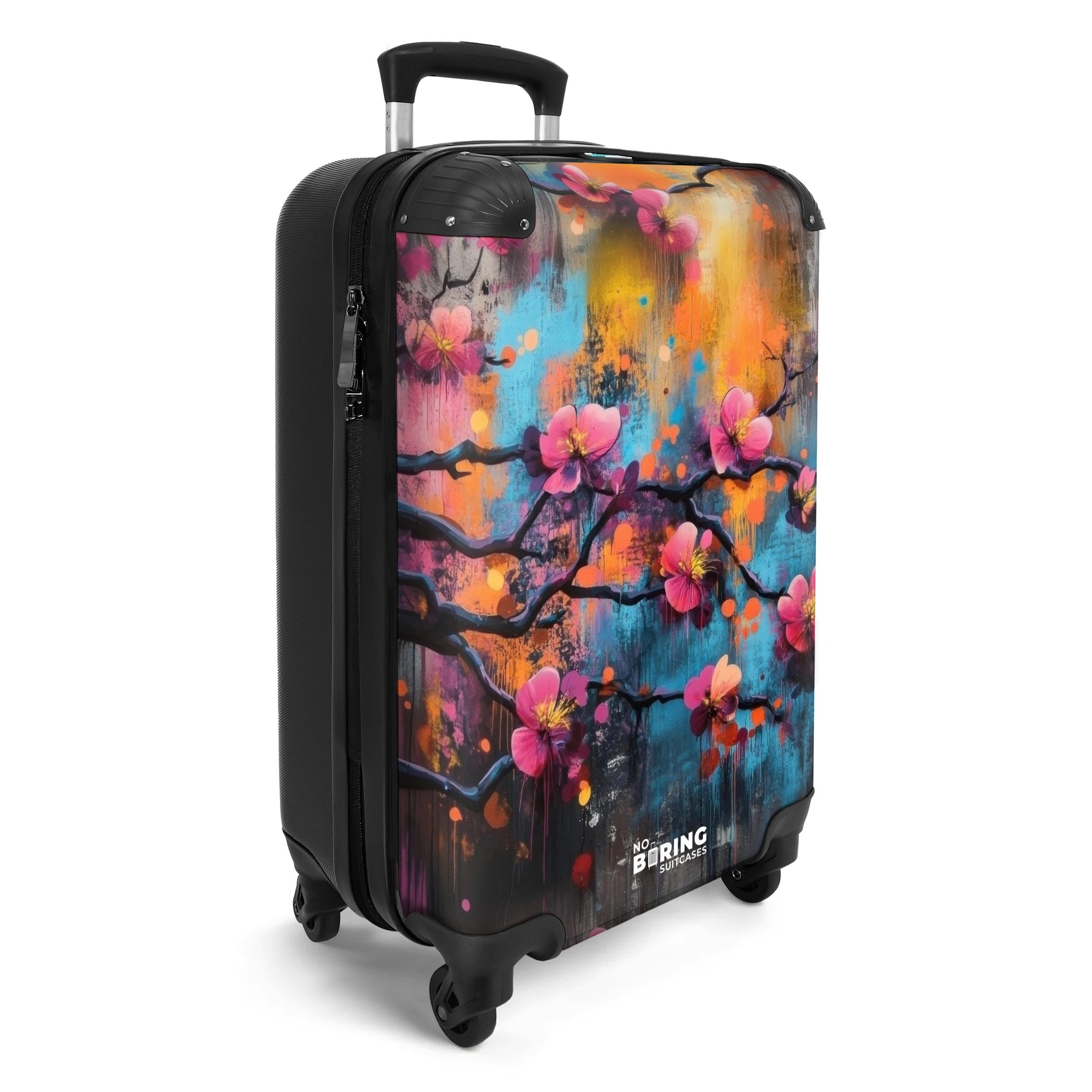 NoBoringSuitcases.com© Hartschalen-Trolley Blühende Zweige auf buntem günstig online kaufen