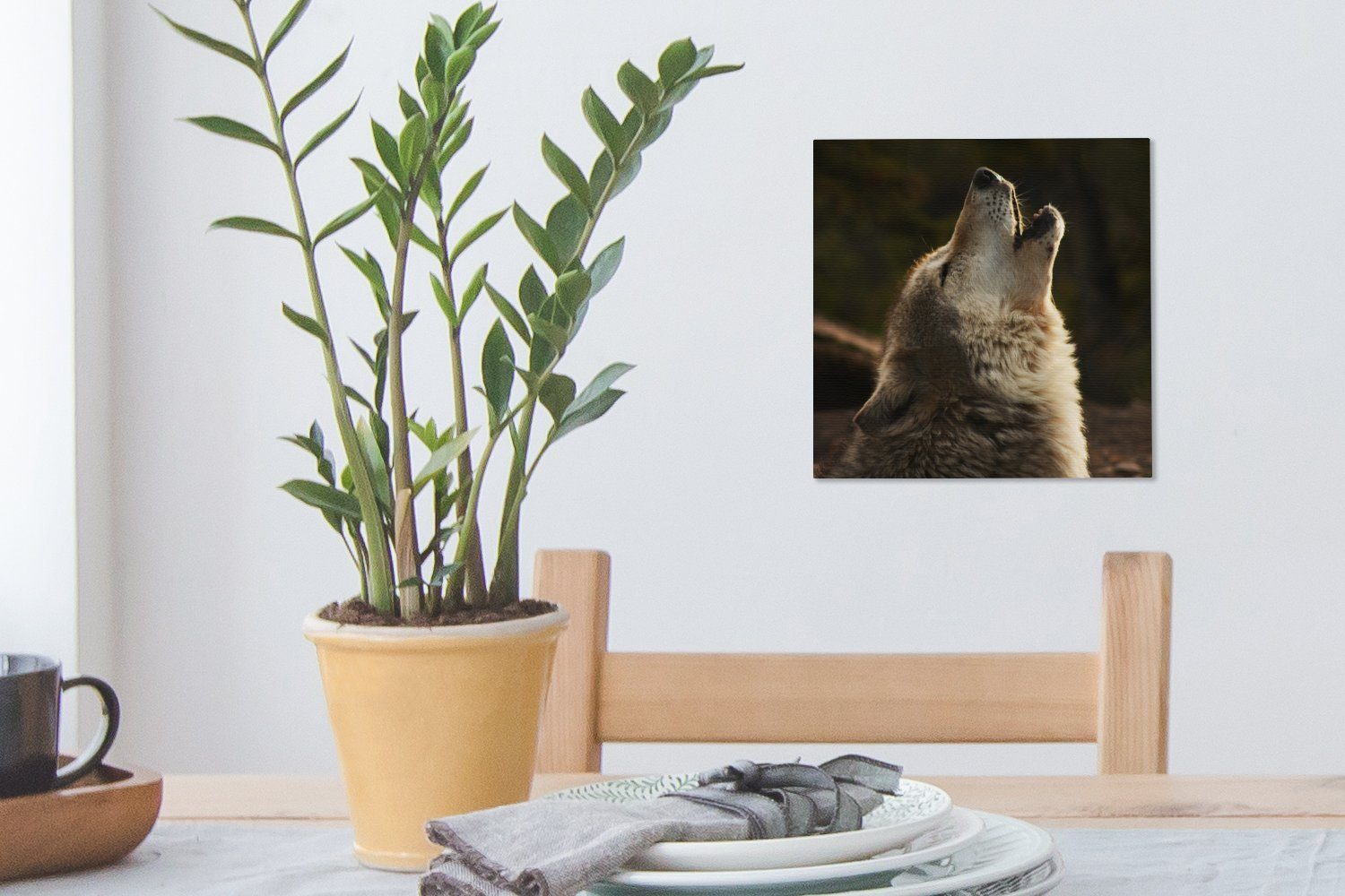 OneMillionCanvasses® Leinwandbild Wolf - Grau Wohnzimmer St), Bilder (1 Schlafzimmer Tiere, Leinwand für 